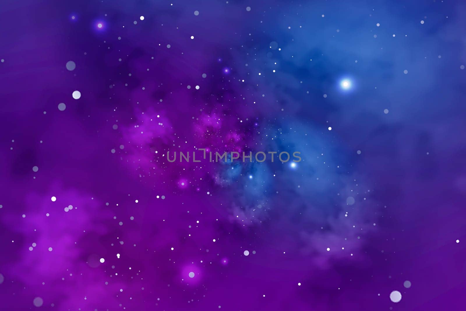 Starry background with blue and violet nebula. Concept for space, astronomy, galaxy, universe