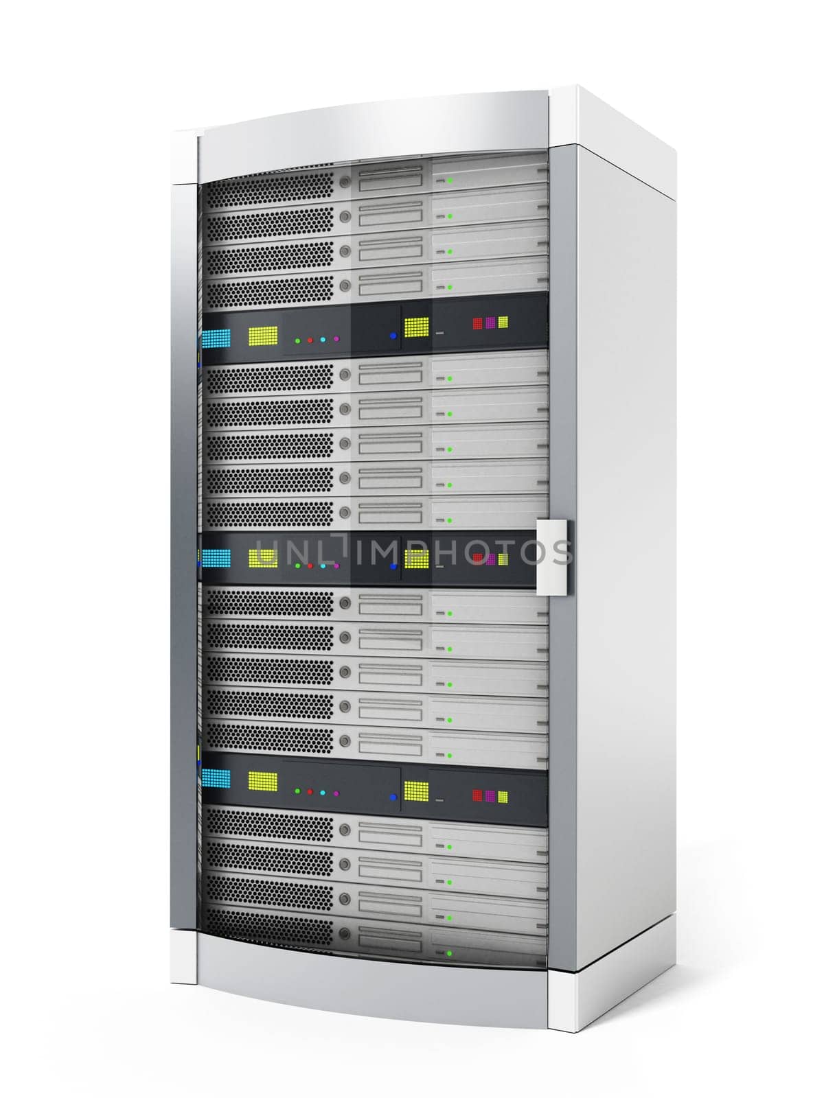 White data server isolated on white background. 3D illustration.