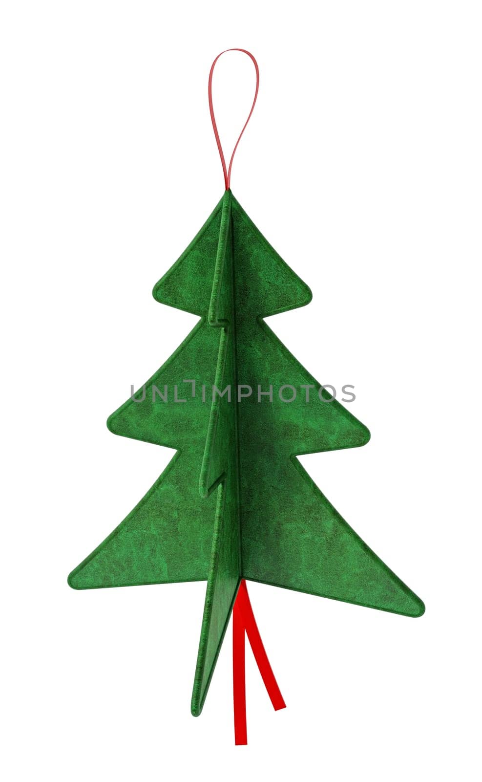 Pine tree Christmas ornaments isolated on white background. 3D illustration.