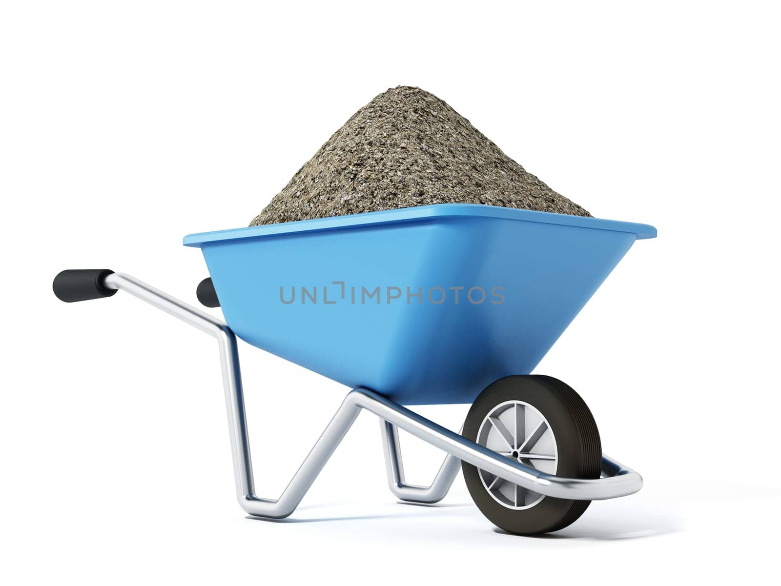 Hand barrow isolated on white background. 3D illustration.