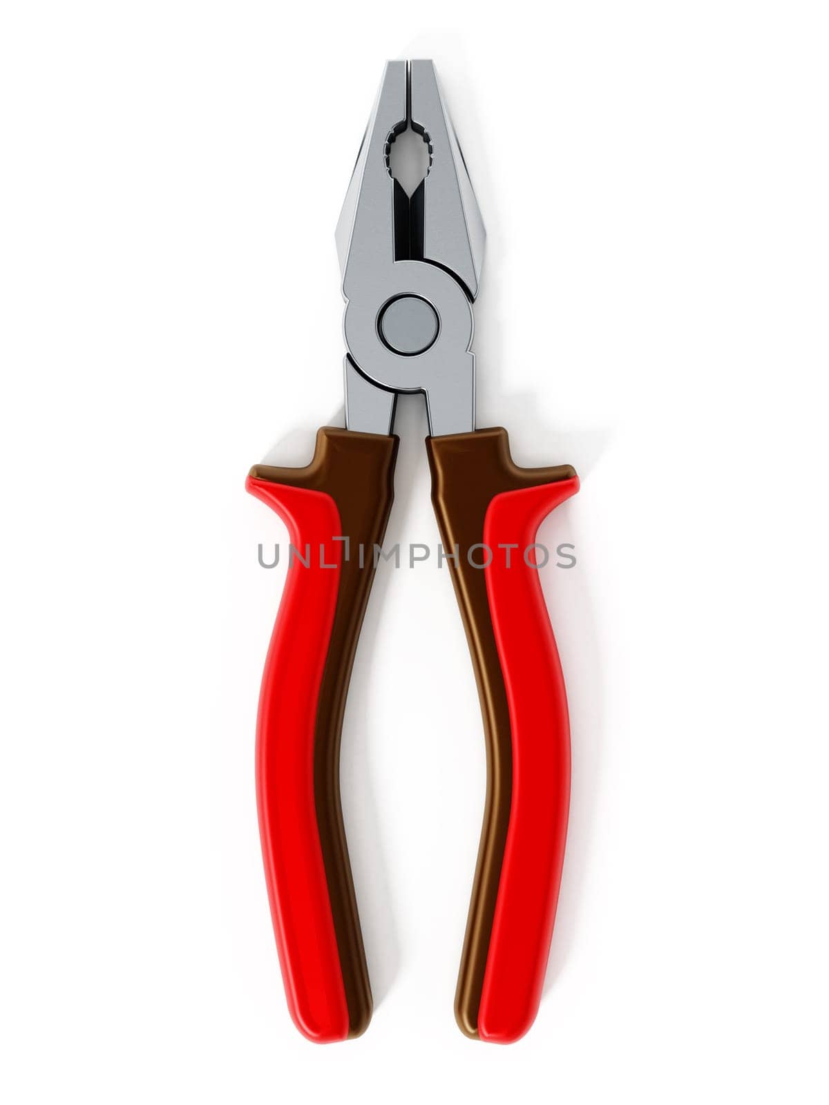 Pliers isolated on white background. 3D illustration.