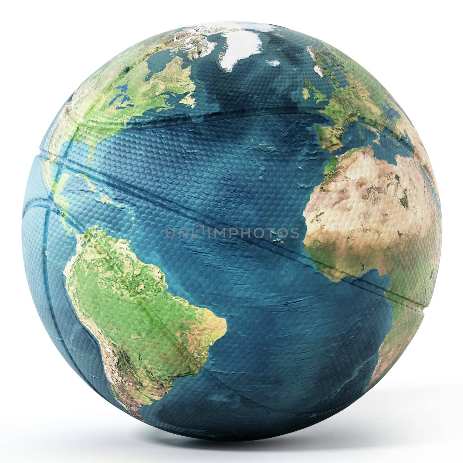 Basketball mapped with Earth texture. 3D illustration.