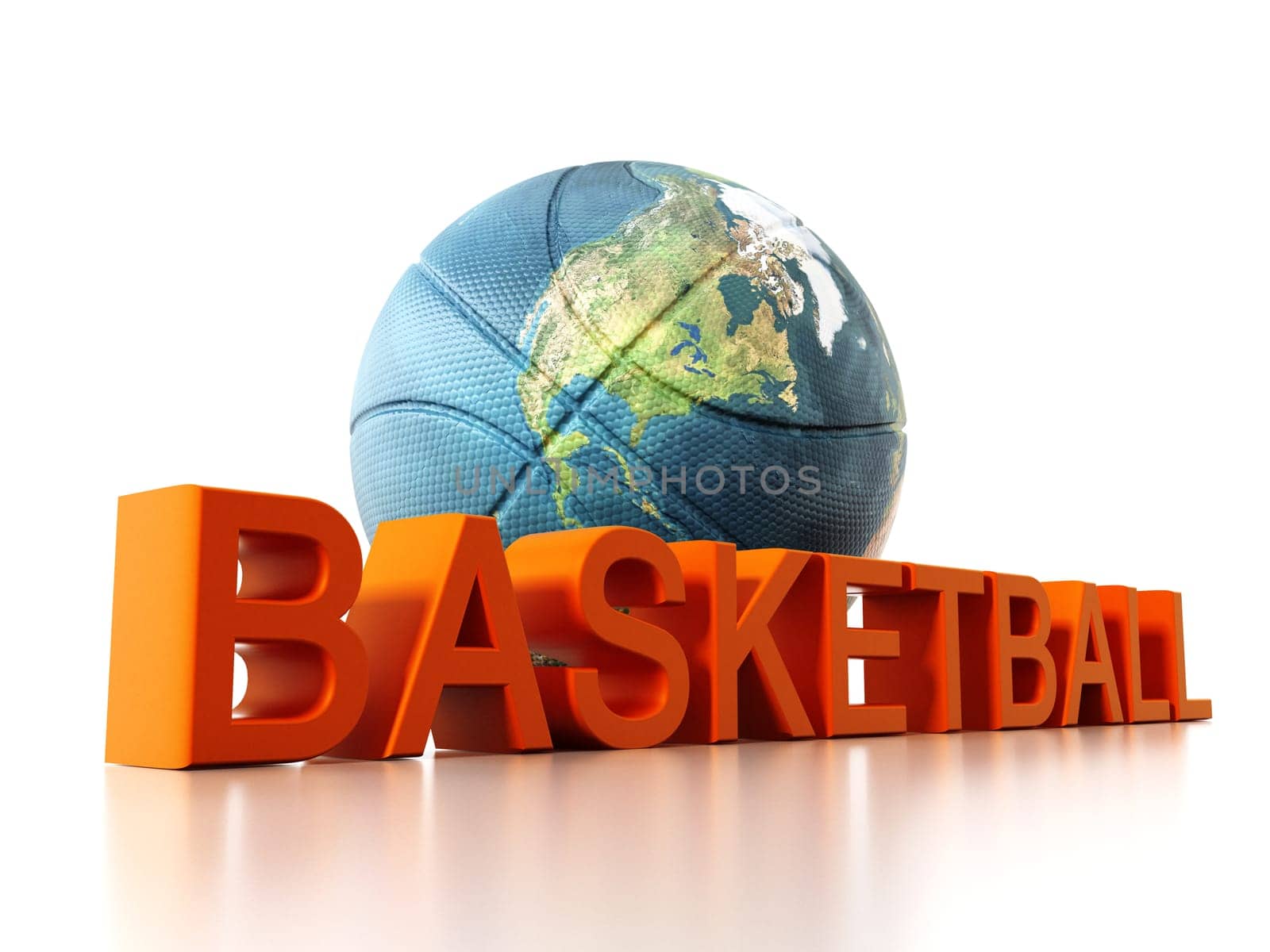 Basketball mapped with Earth texture. 3D illustration.