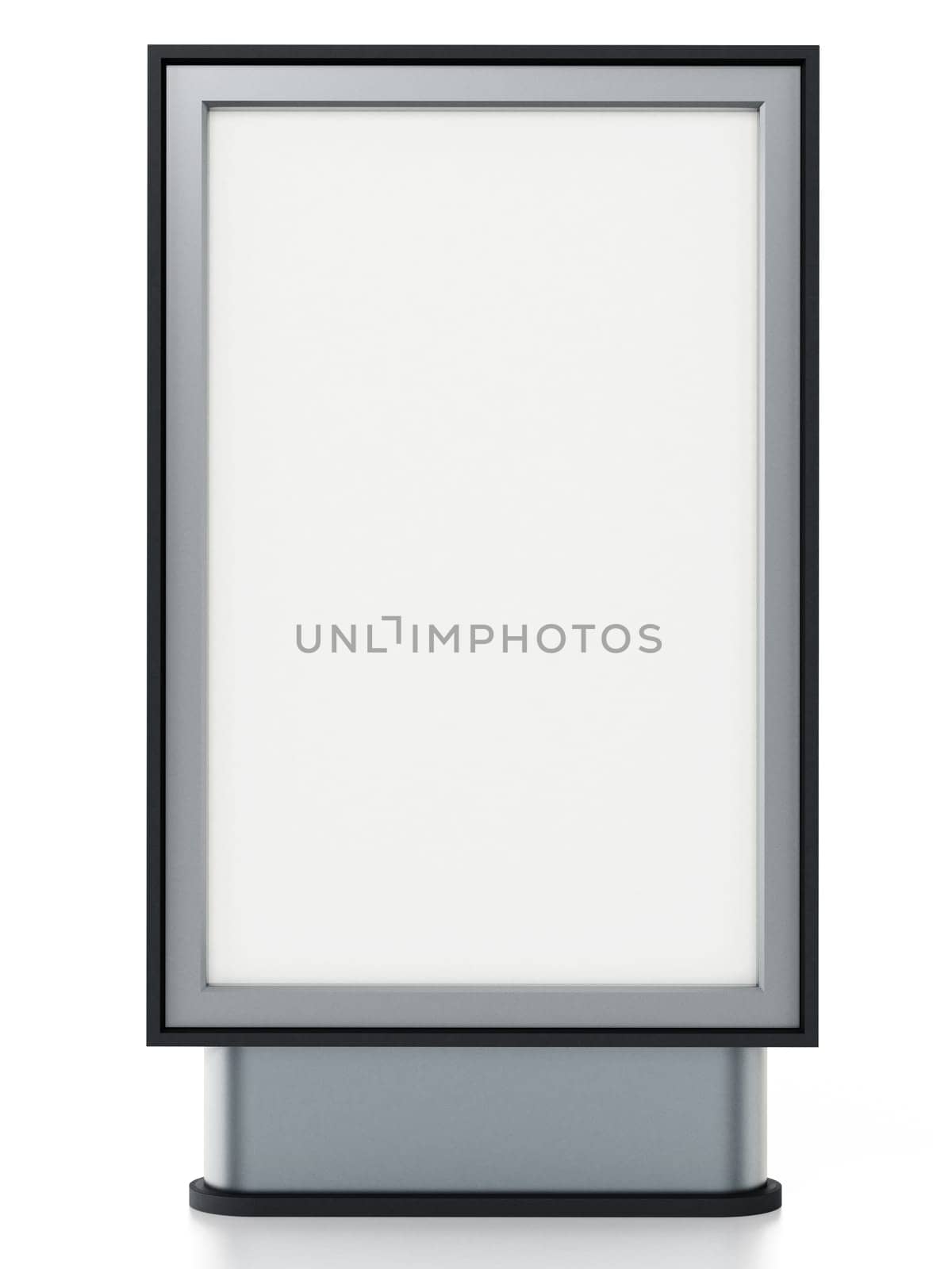 CLP City light poster stand isolated on white background. 3D illustration.