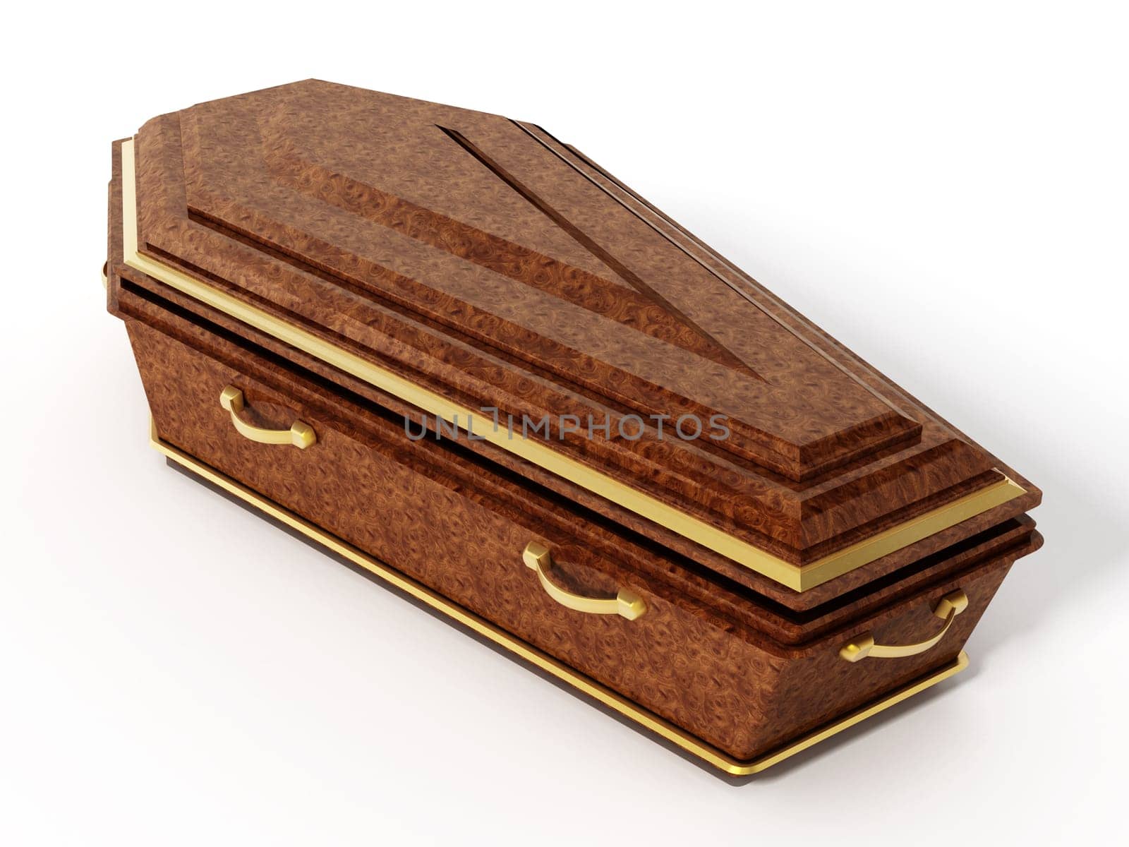 Coffin isolated on white background. 3D illustration.