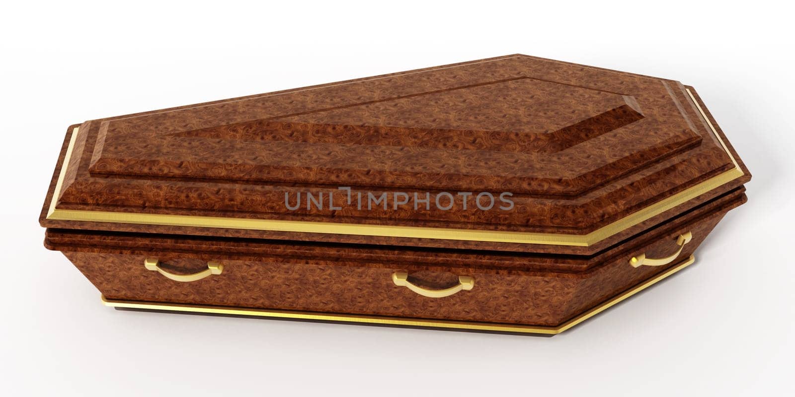 Coffin isolated on white background. 3D illustration.