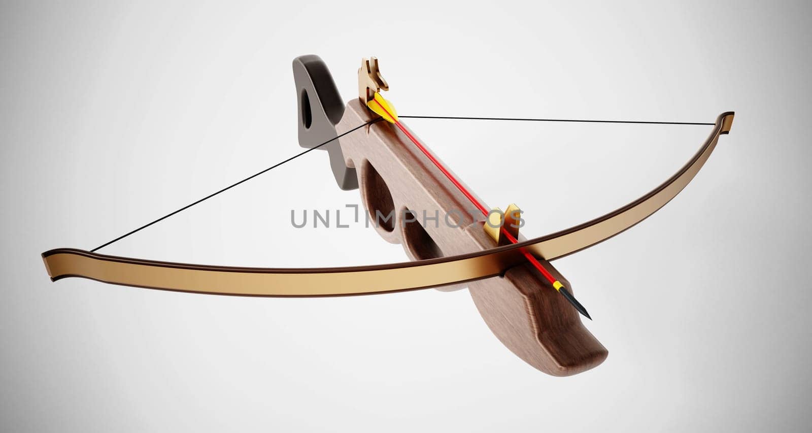 Vintage crossbow isolated on white background. 3D illustration.