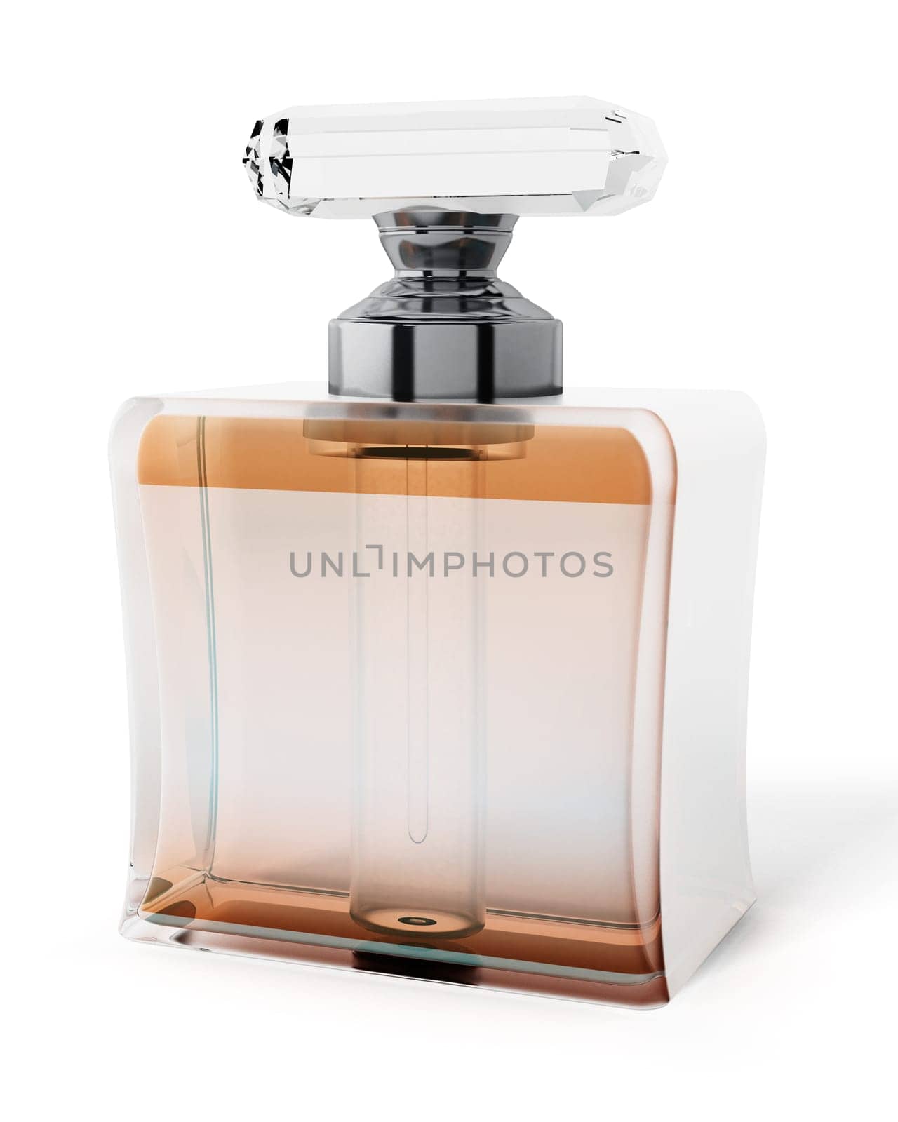 Perfume bottle isolated on white background. 3D illustration.