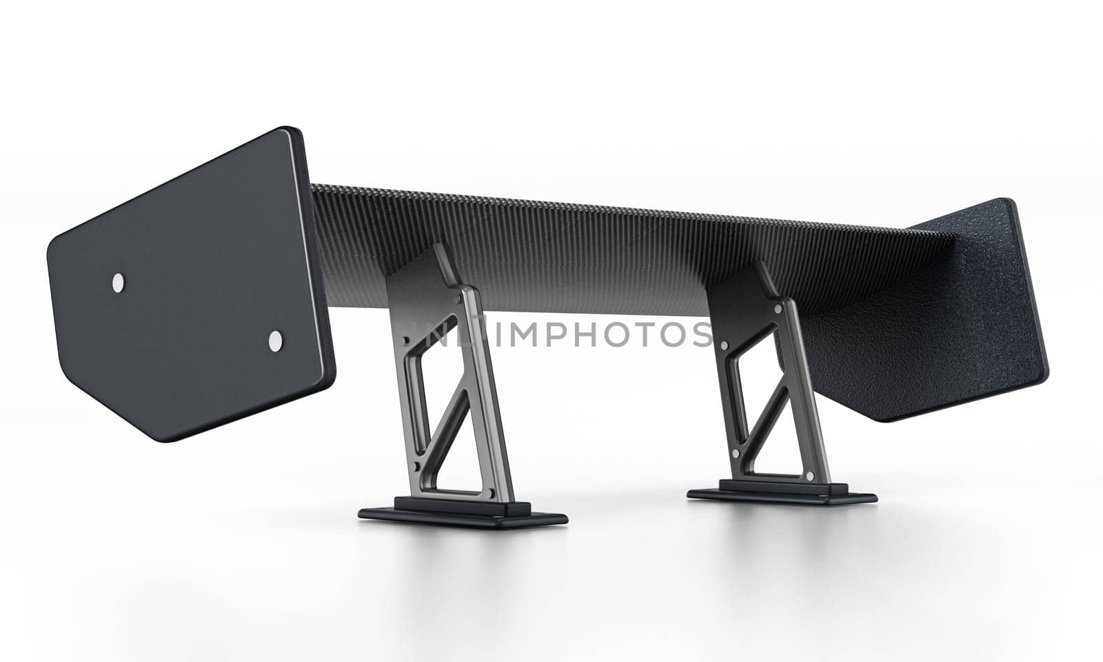 Carbon fiber car spoiler isolated on white background. 3D illustration.