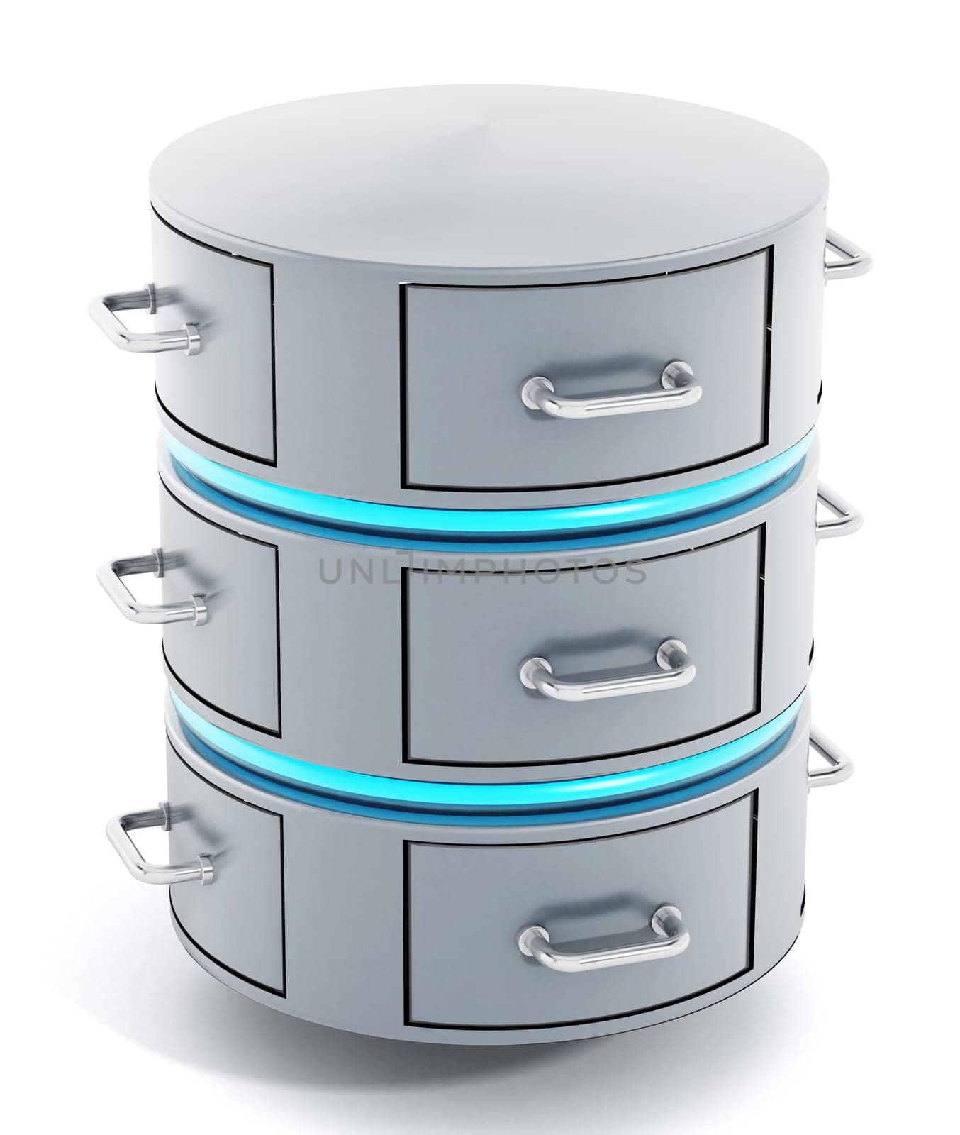 Data server with closed file racks. 3D illustration.