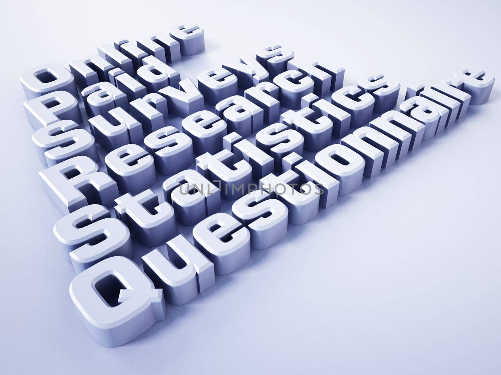 Online paid survey concept word. 3D illustration.