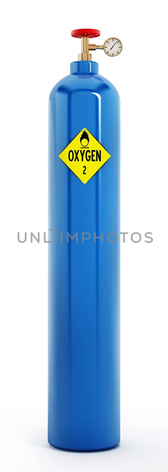Oxygen tank isolated on white background. 3D illustration.