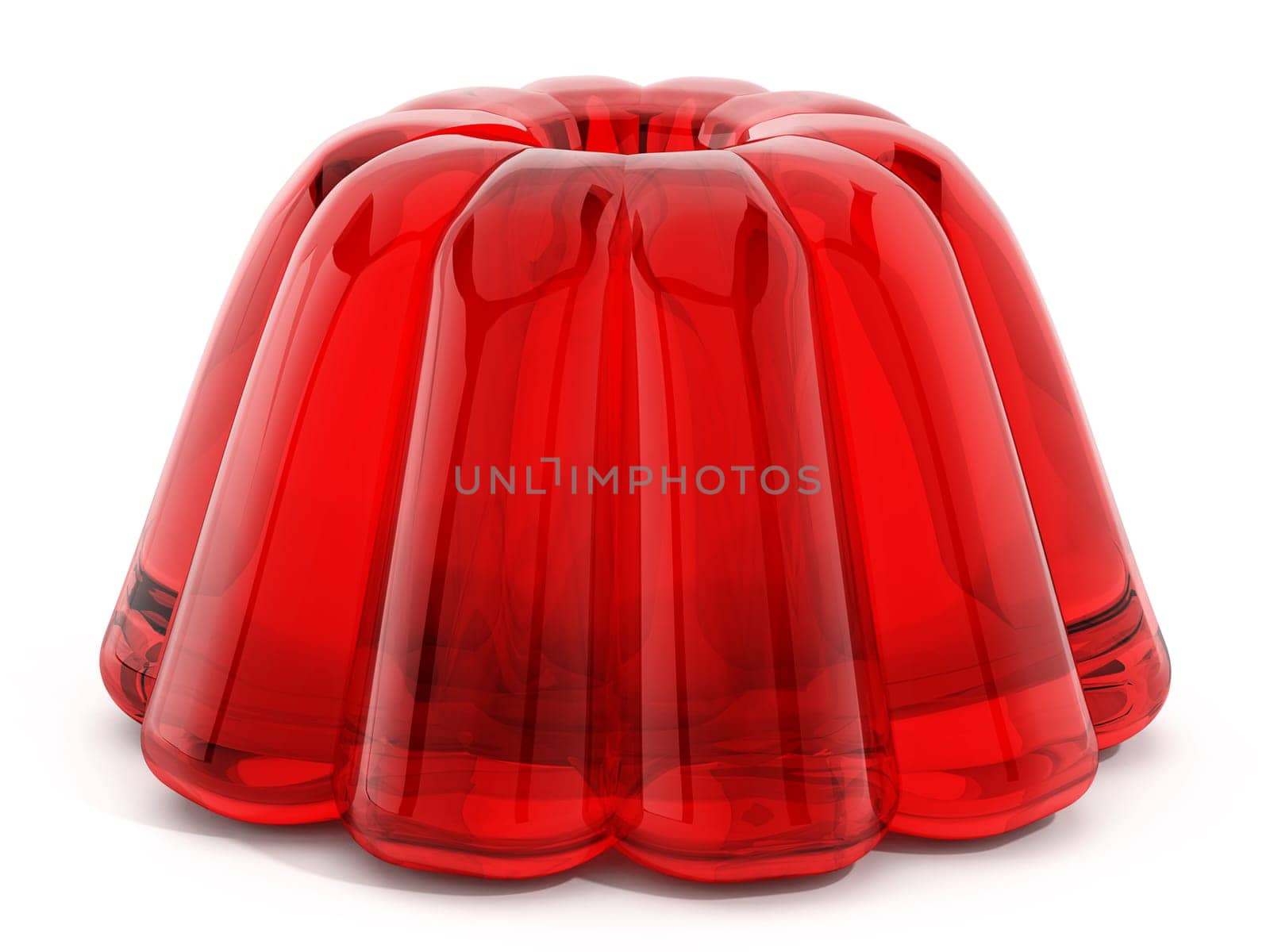Red jelly isolated on white background. 3D illustration.