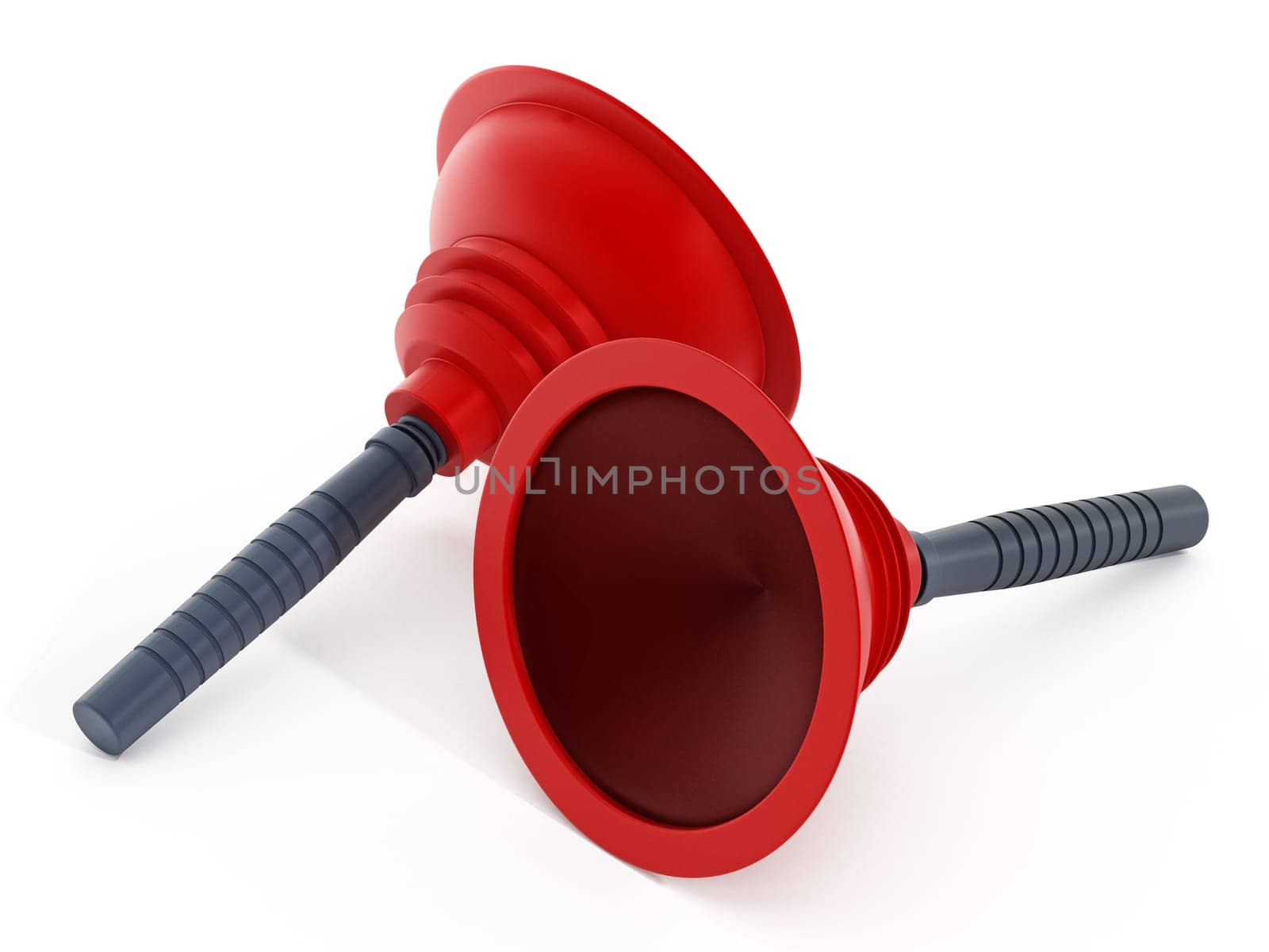 Toilet pumps isolated on white background. 3D illustration.