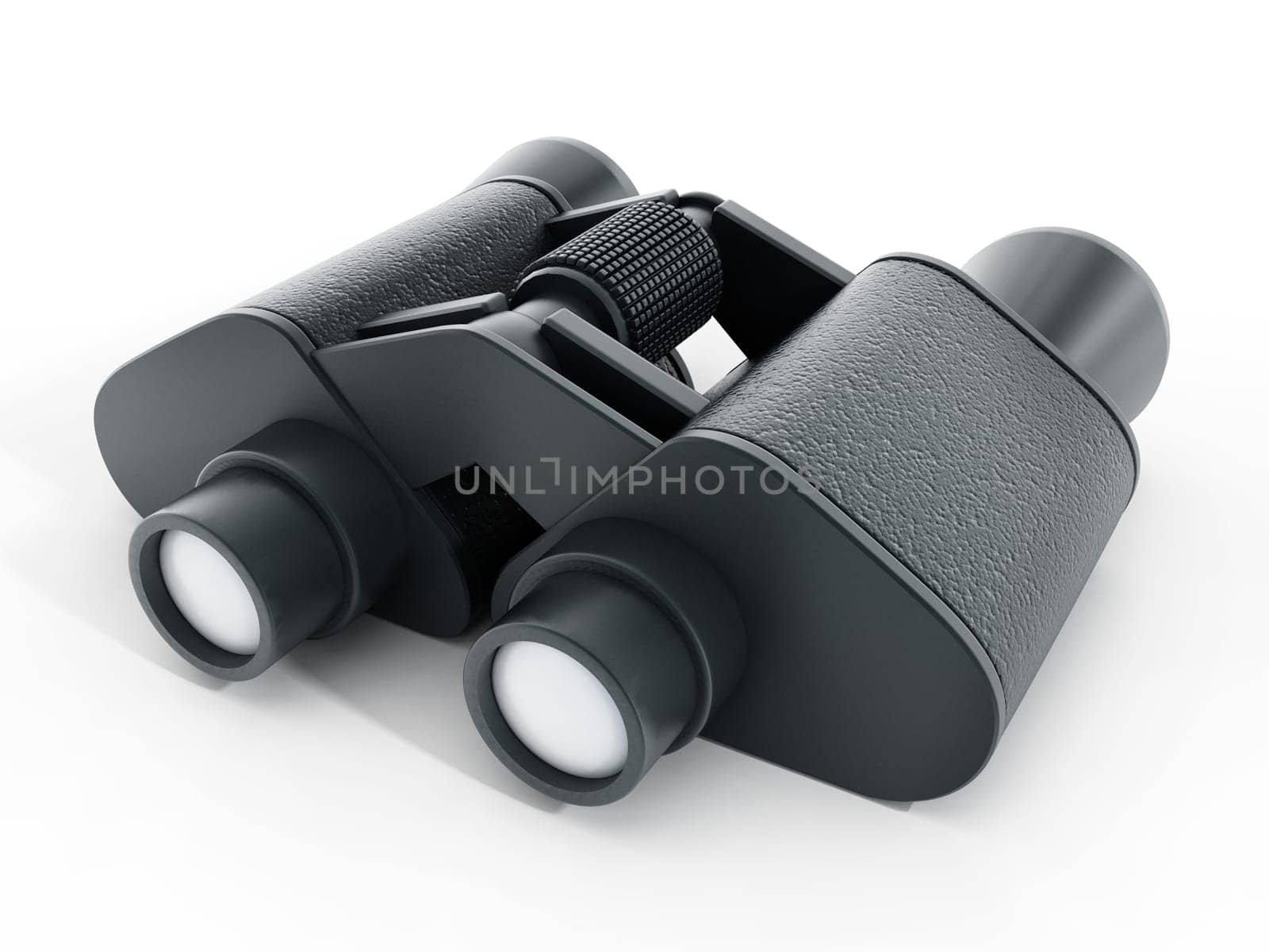 Black binoculars isolated on background. 3D illustration.