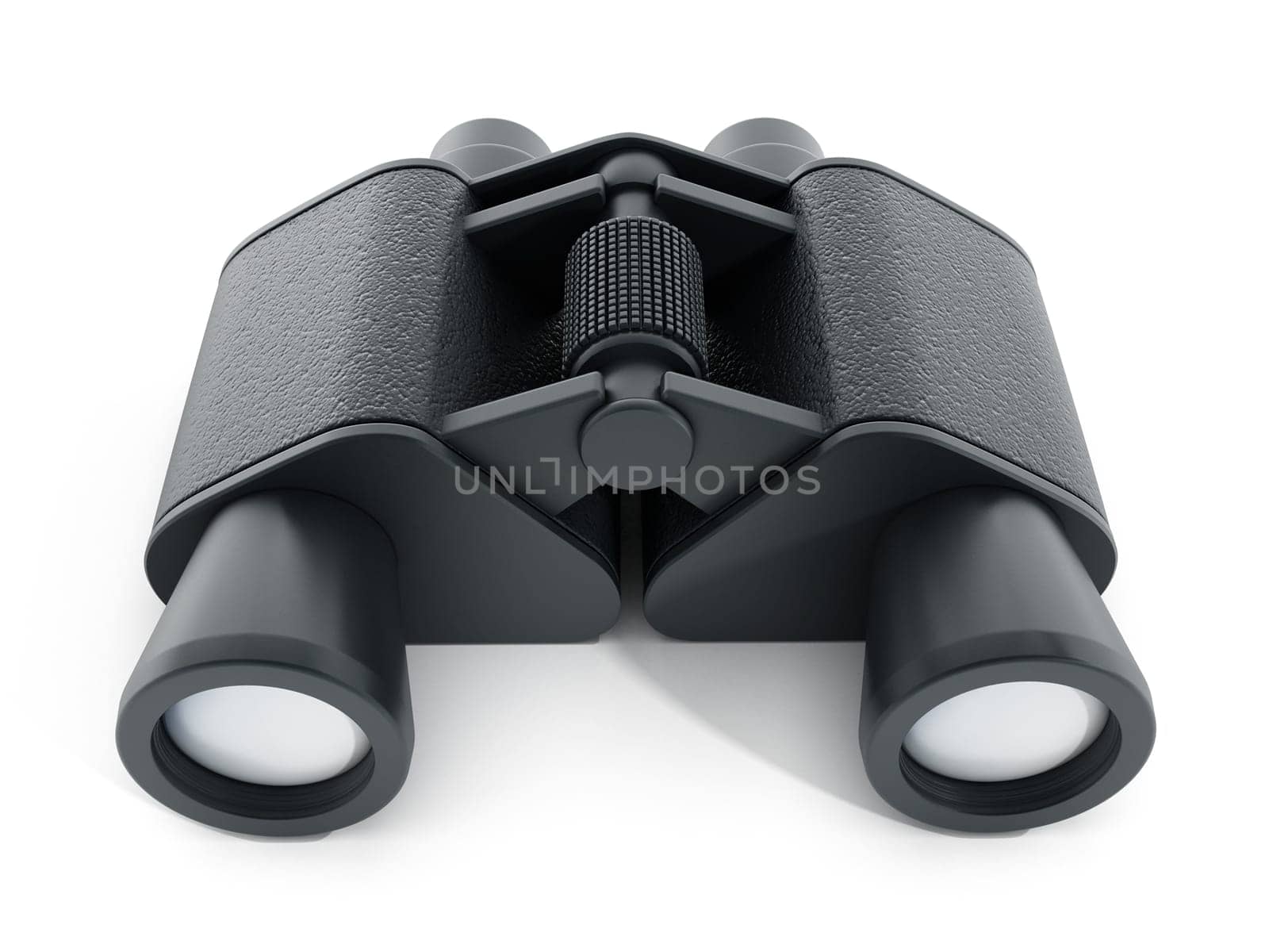 Black binoculars isolated on background. 3D illustration.