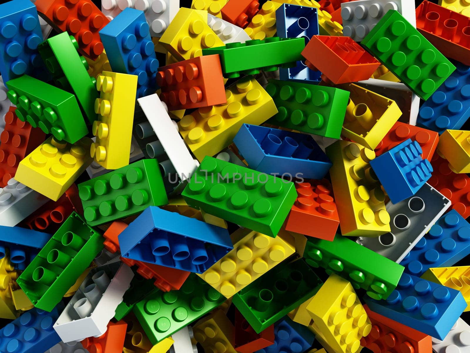 Multi colored building blocks background. 3D illustration