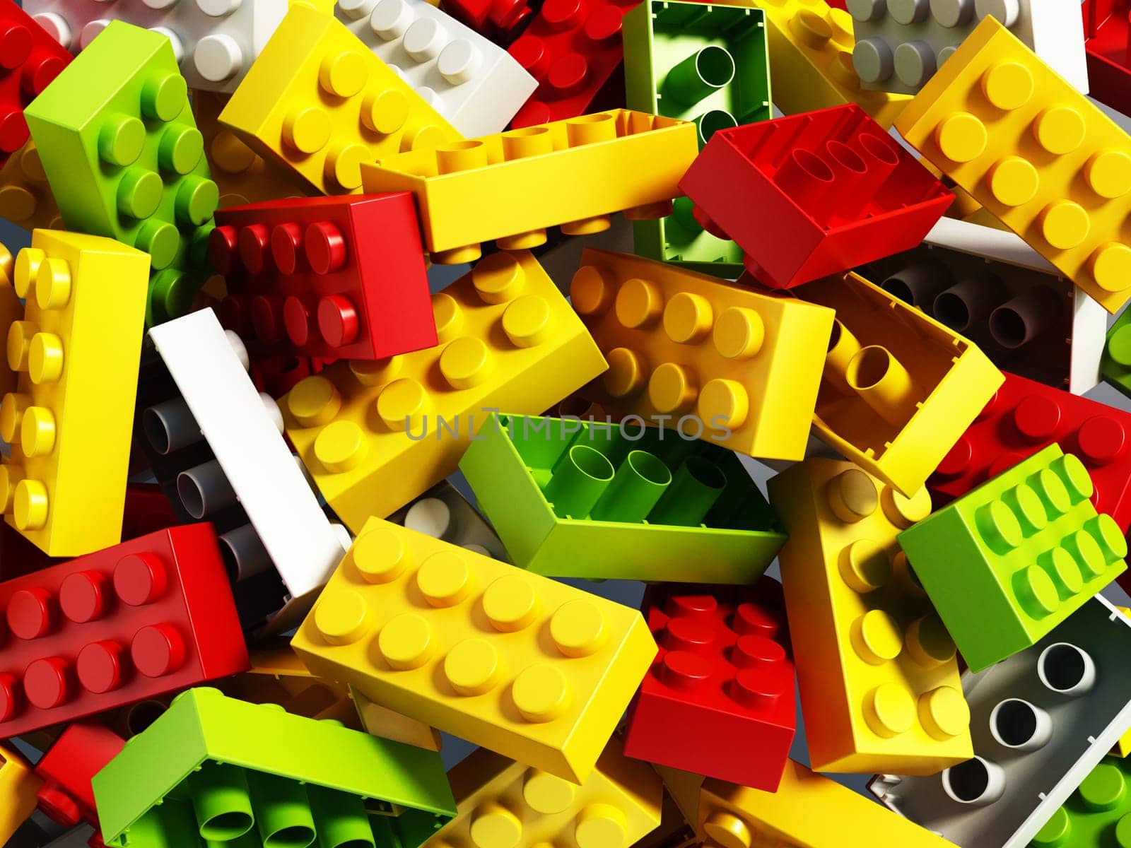 Multi colored building blocks background. 3D illustration