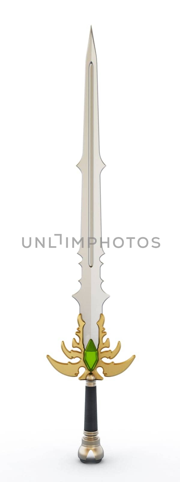 Antique sword isolated on white background. 3D illustration.
