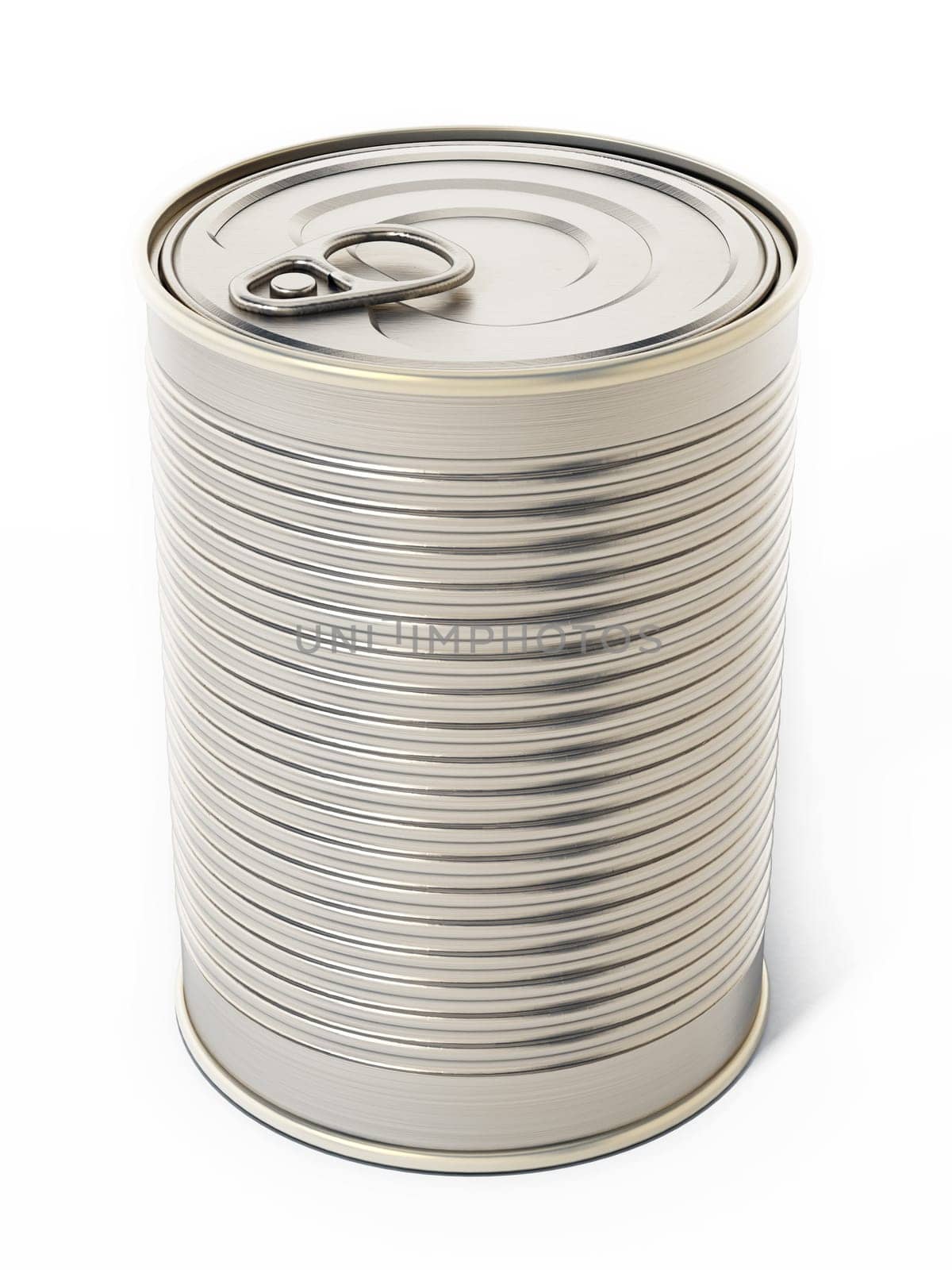 Tin can isolated on white background. 3D illustration.