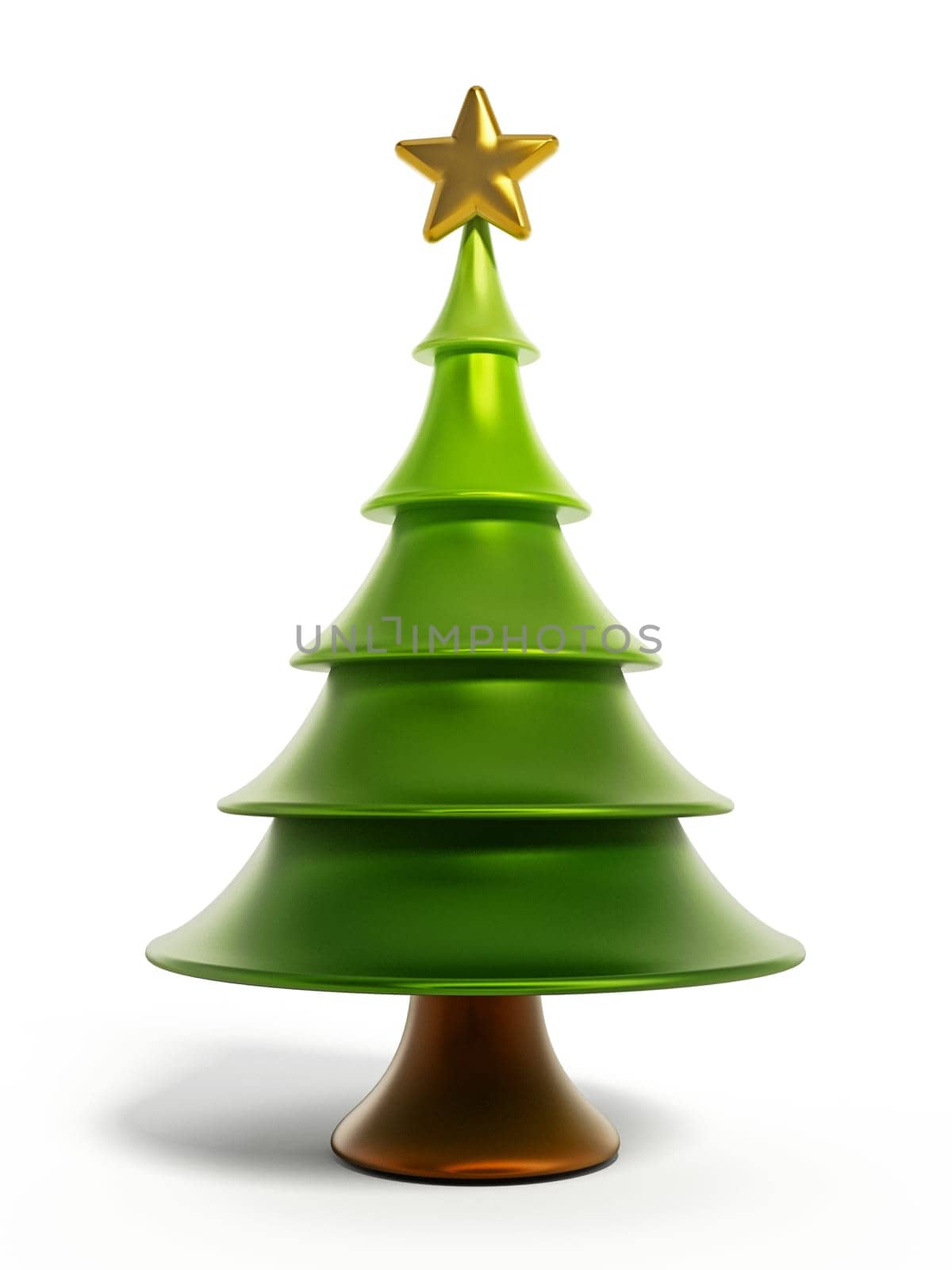 Stylized pine tree illustration isolated on white background. 3D illustration.