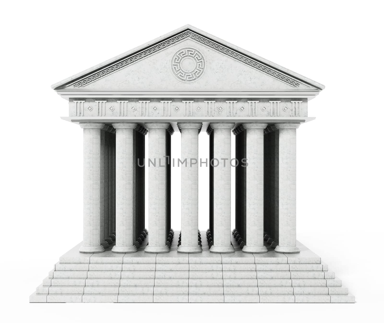 Old Greek temple isolated on white background. 3D illustration.