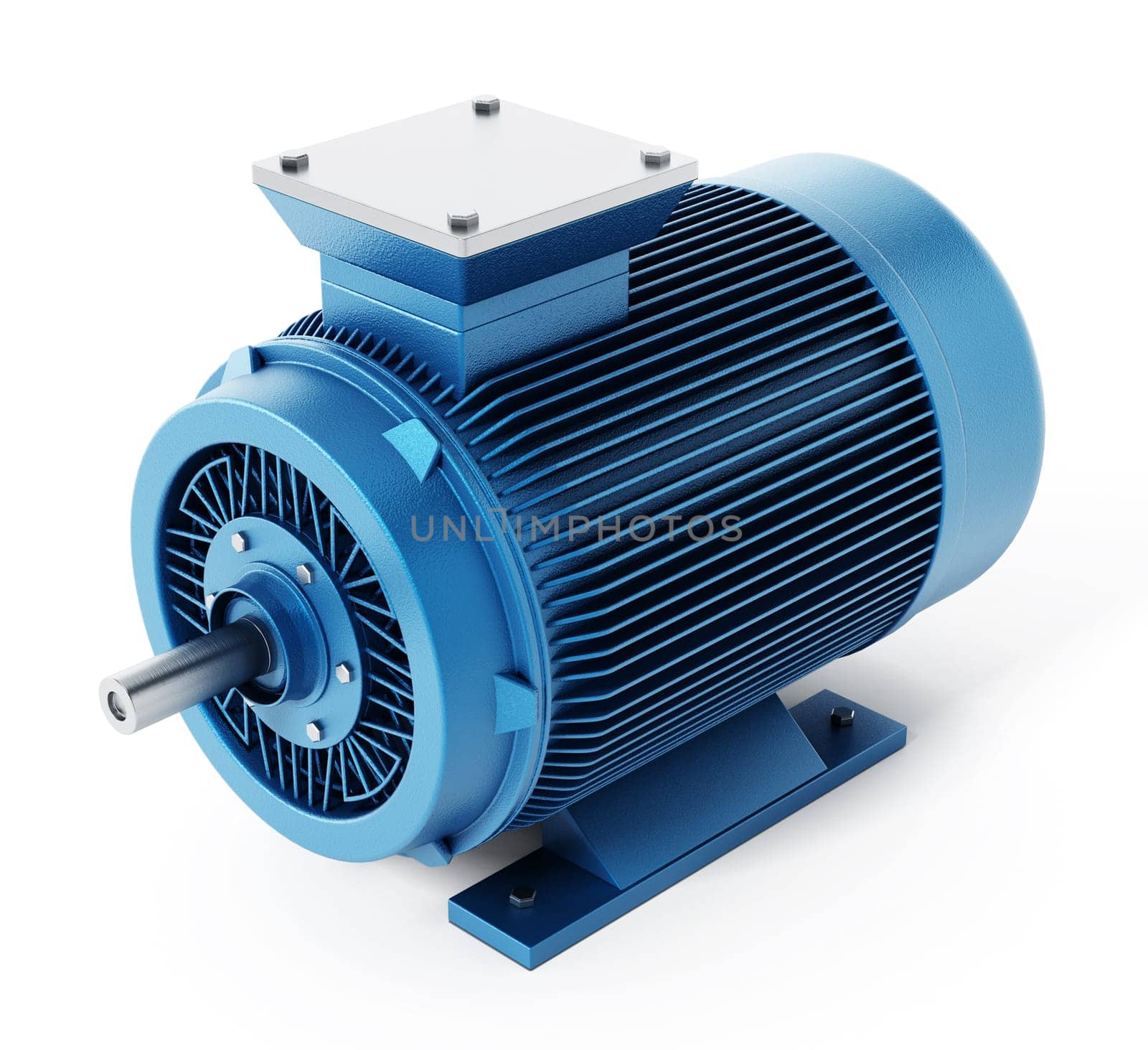 Generic electric motor isolated on white background. 3D illustration.