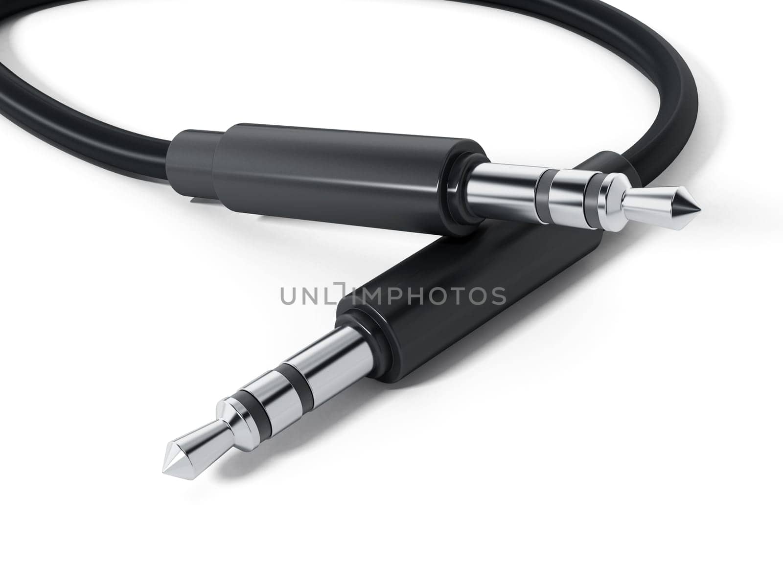 Guitar or other instrument cable isolated on white background. 3D illustration.