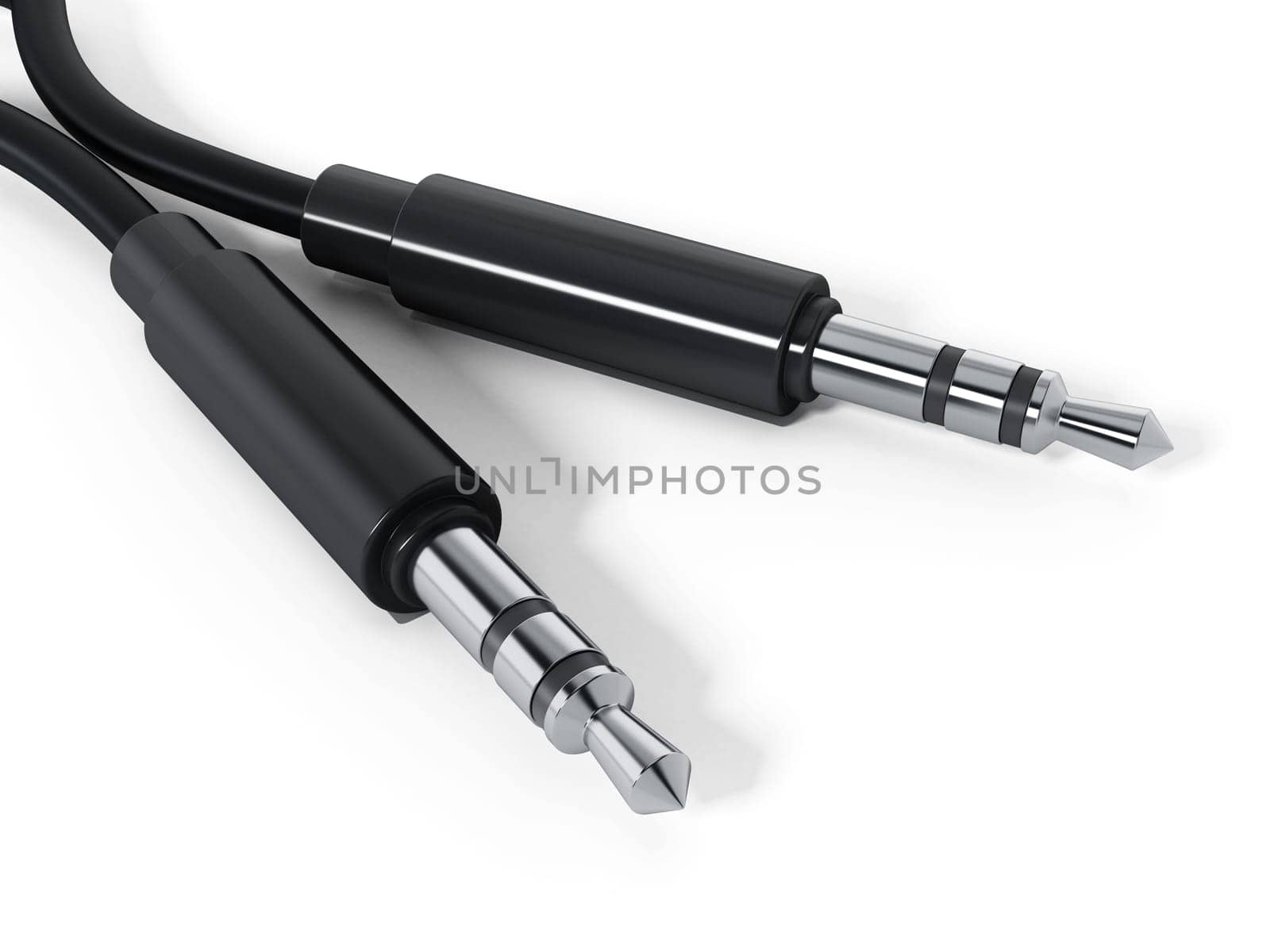 Guitar or other instrument cable isolated on white background. 3D illustration.