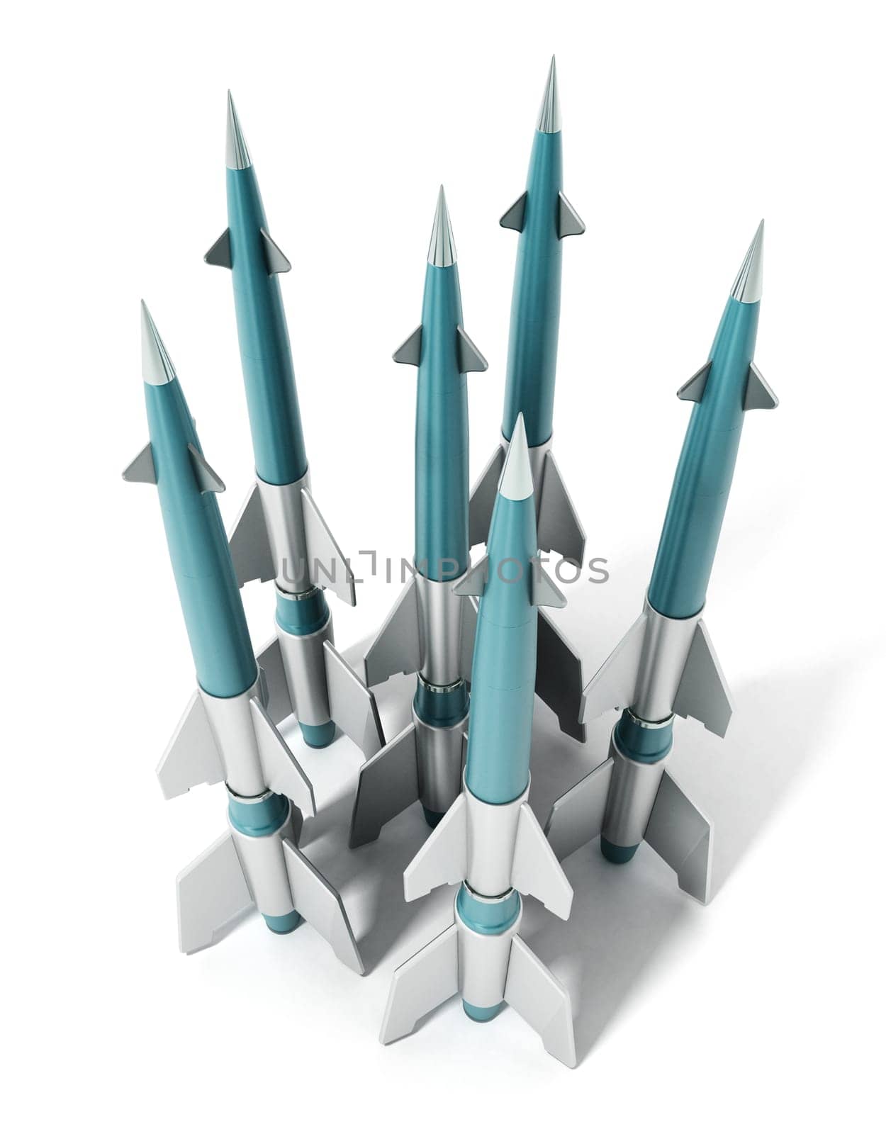 Missiles isolated on white background. 3D illustration.