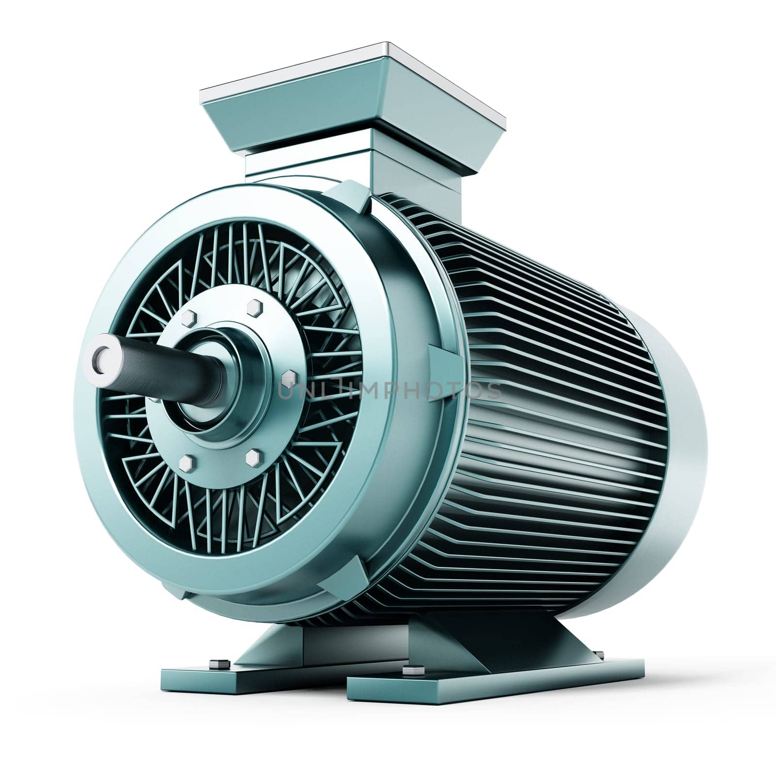 Generic electric motor isolated on white background. 3D illustration.