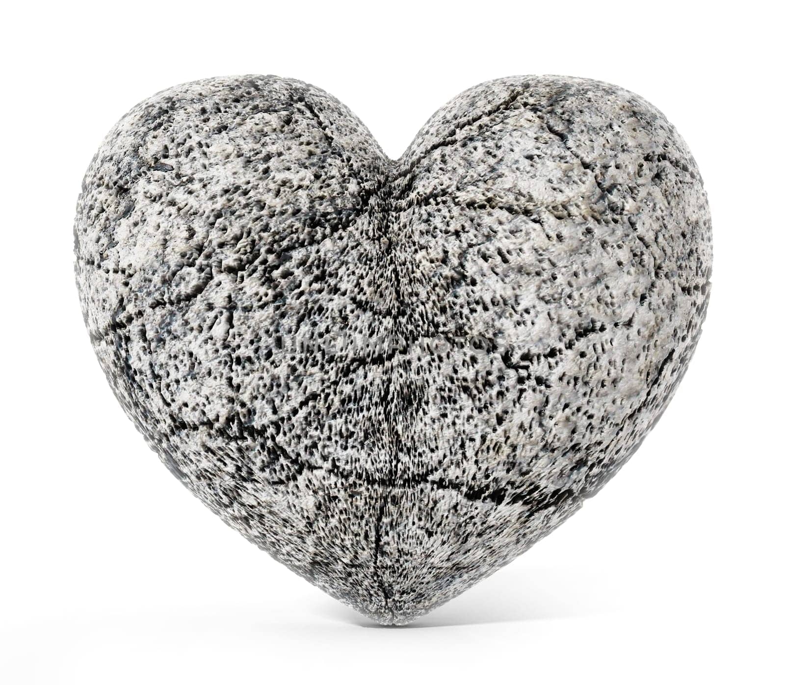 Stone heart isolated on white background. 3D illustration.