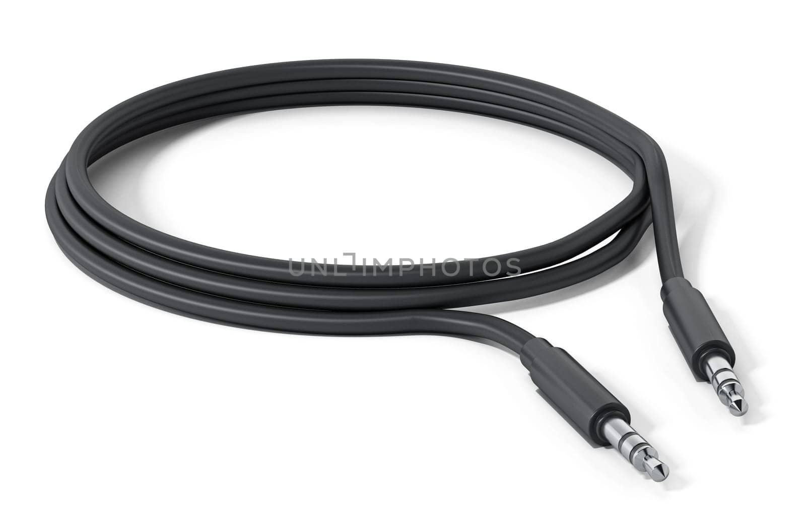 Guitar or other instrument cable isolated on white background. 3D illustration.
