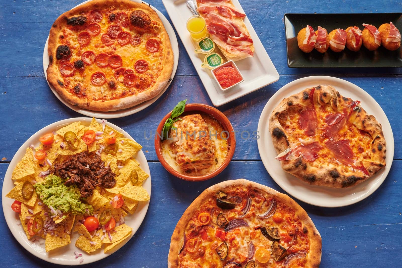 a various assorted american food