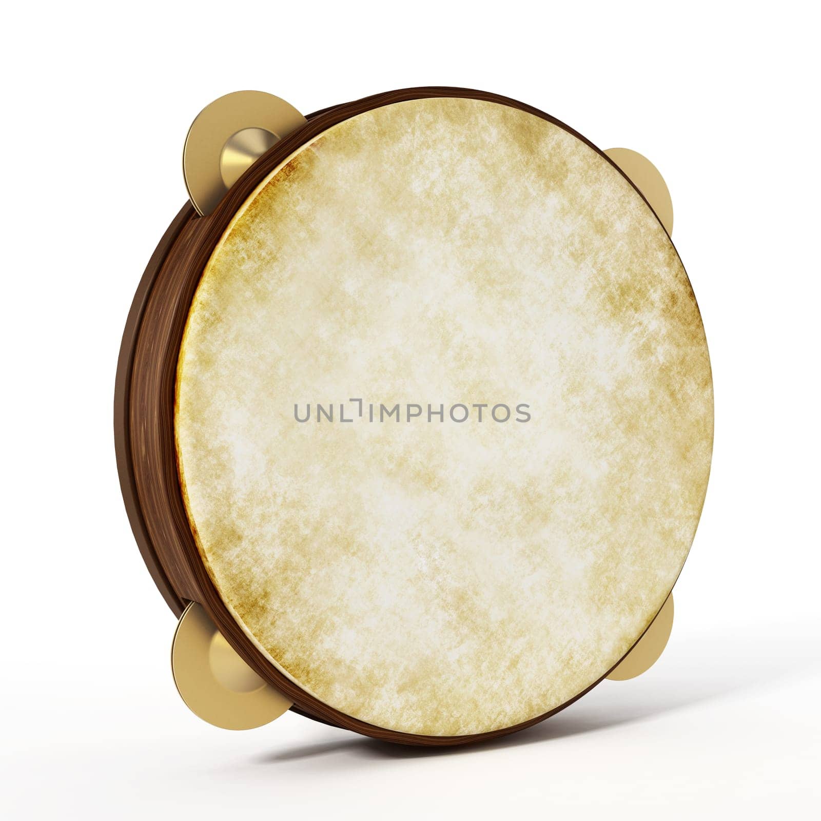 Tambourine isolated on white background. 3D illustration.