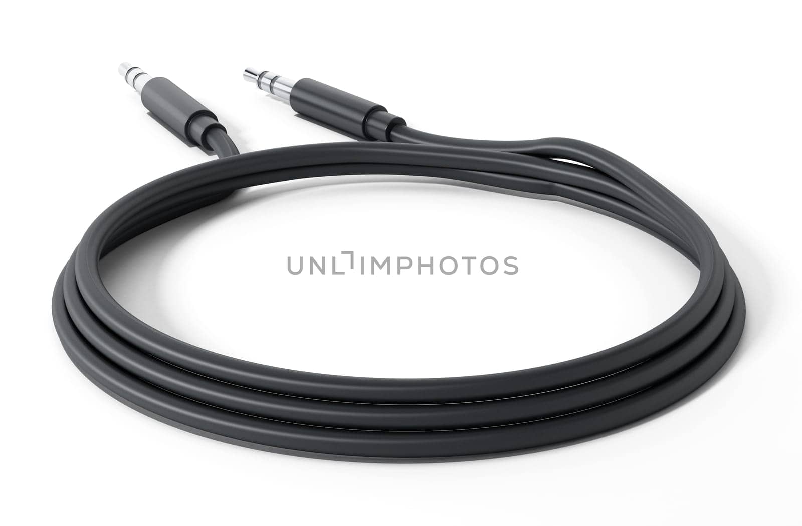 Guitar or other instrument cable isolated on white background. 3D illustration.