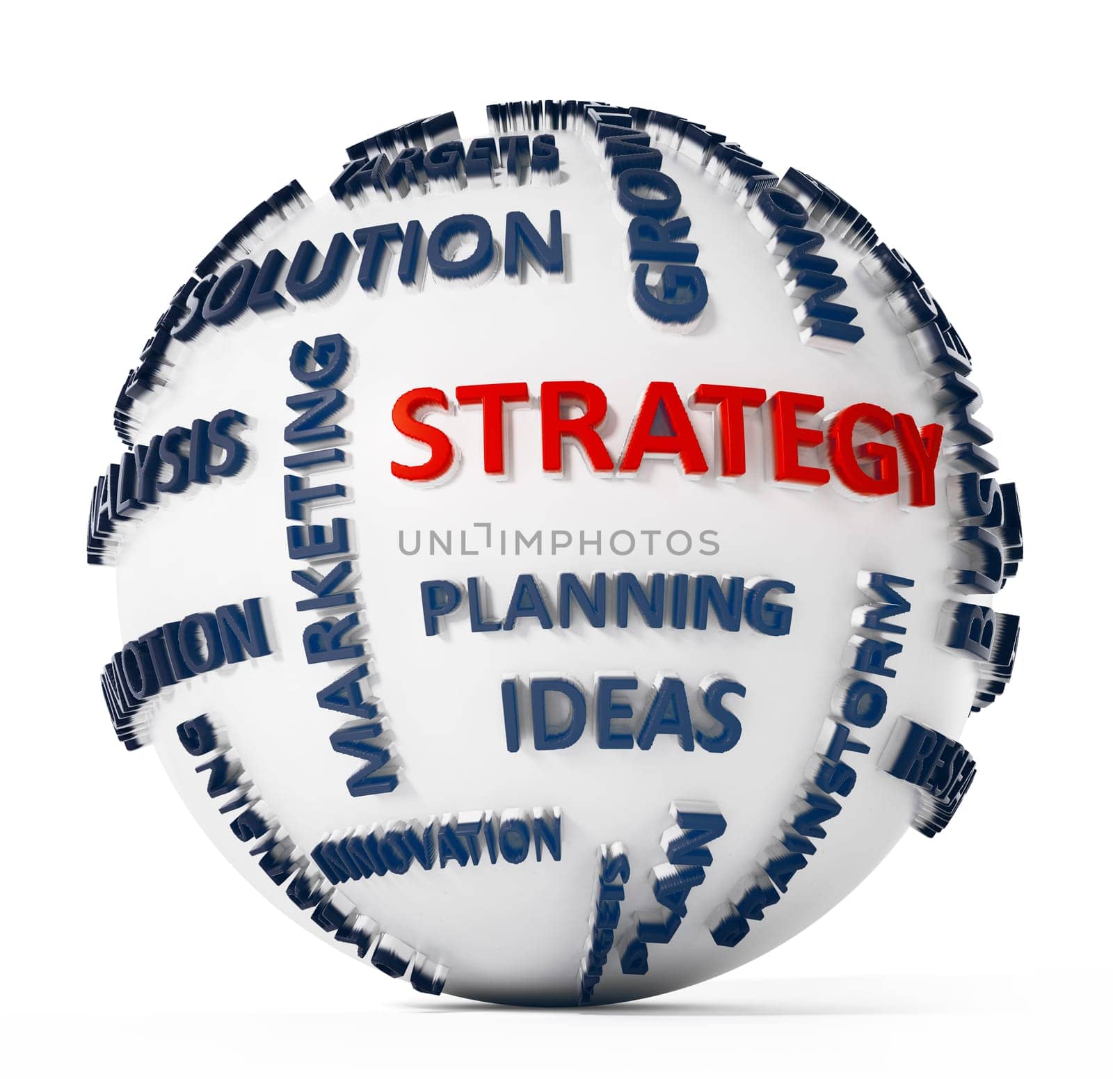 Business strategy globe on white background. 3D illustration.