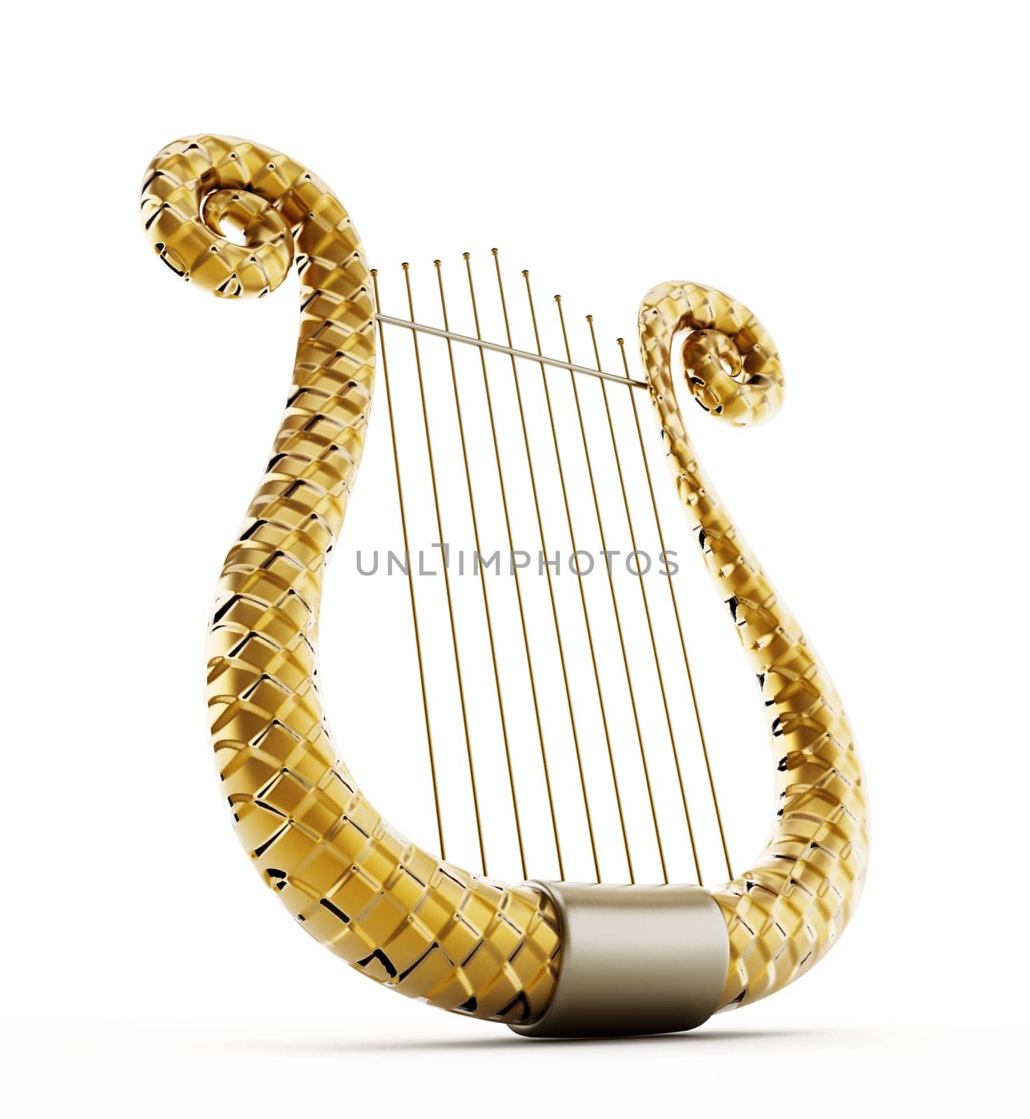 Harp isolated on white background. 3D illustration.