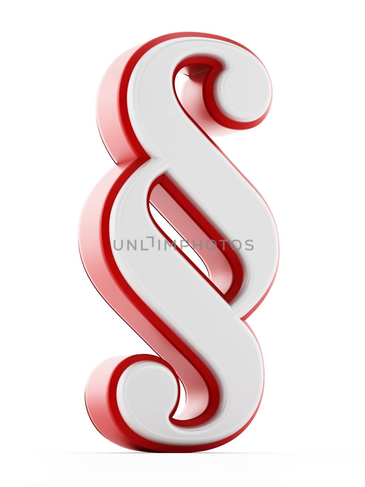 Red and white section sign isolated on white background. 3D illustration.