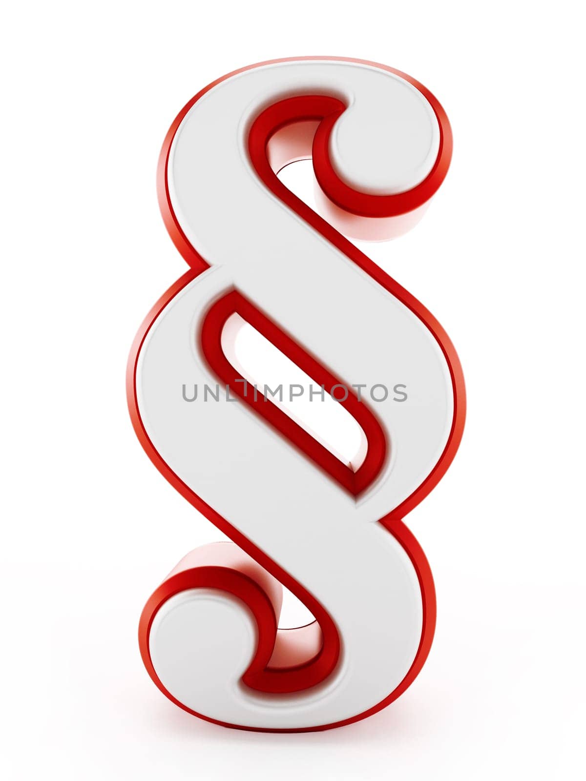Red and white section sign isolated on white background. 3D illustration.