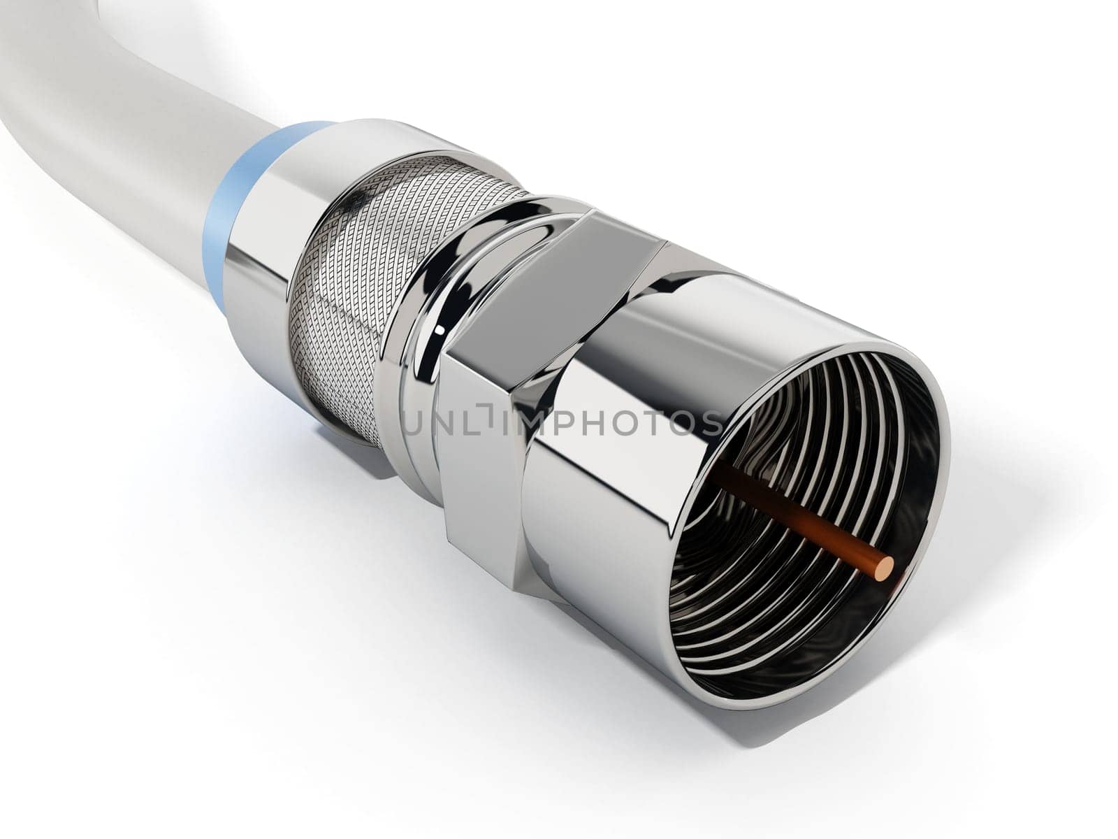 Coaxial cable isolated on white background. 3D illustration.