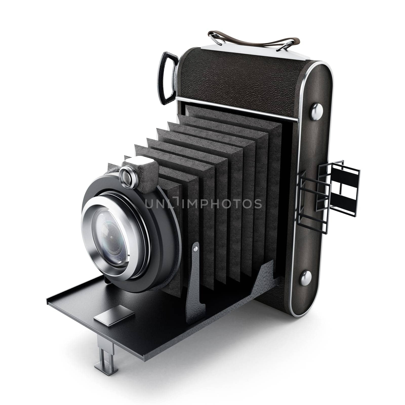 Vintage analogue camera isolated on white background.