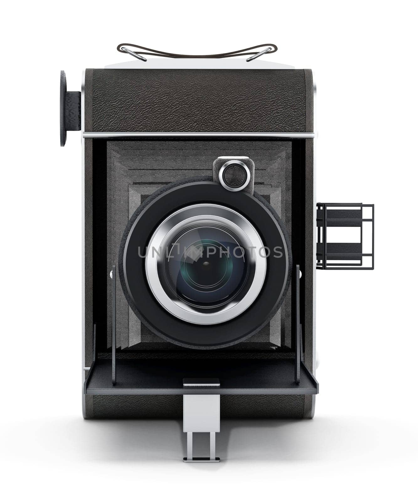 Vintage analogue camera isolated on white background.