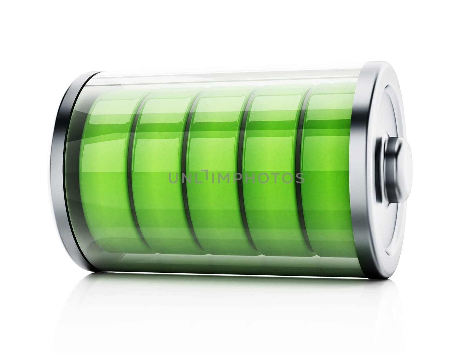 Illustration showing full battery levels. 3D illustration.