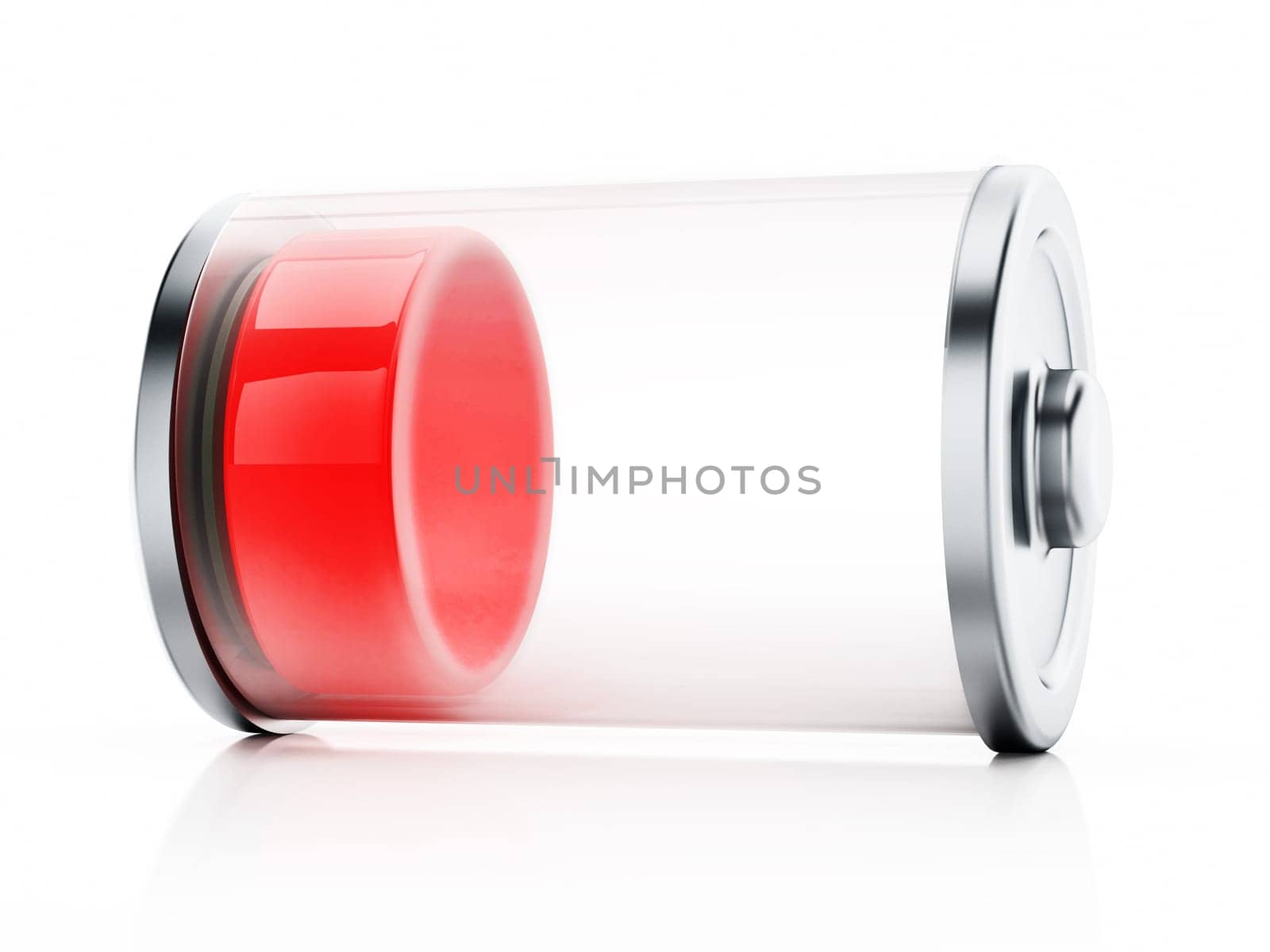 Illustration showing low battery levels. 3D illustration.