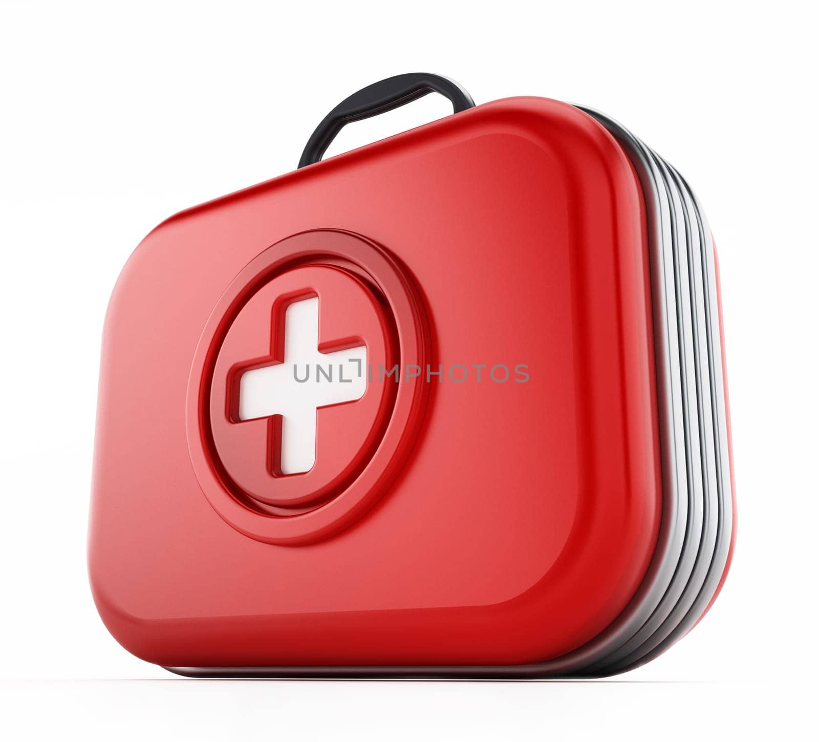 First aid kit isolated on white background. 3D illustration.