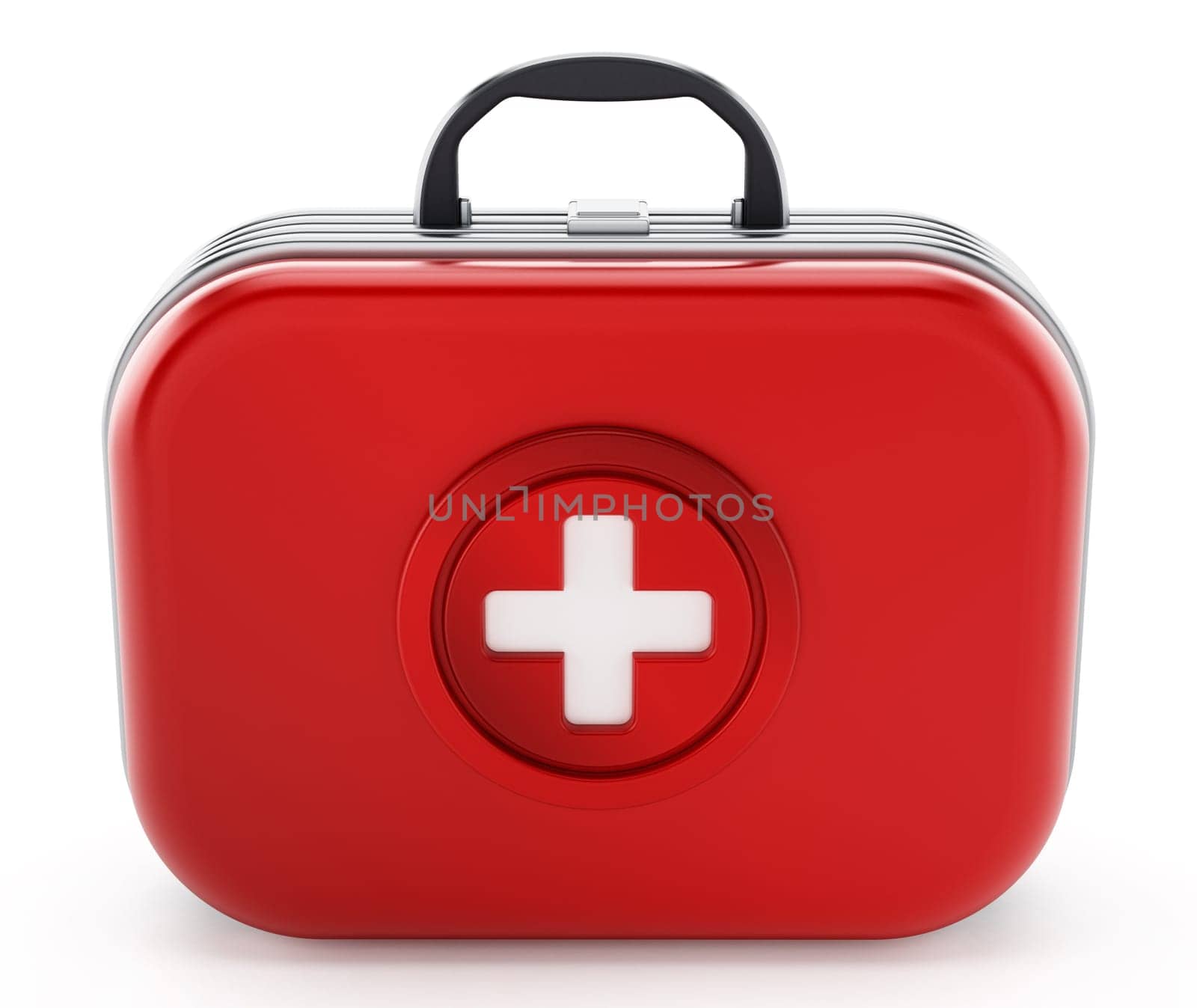 First aid kit isolated on white background. 3D illustration.