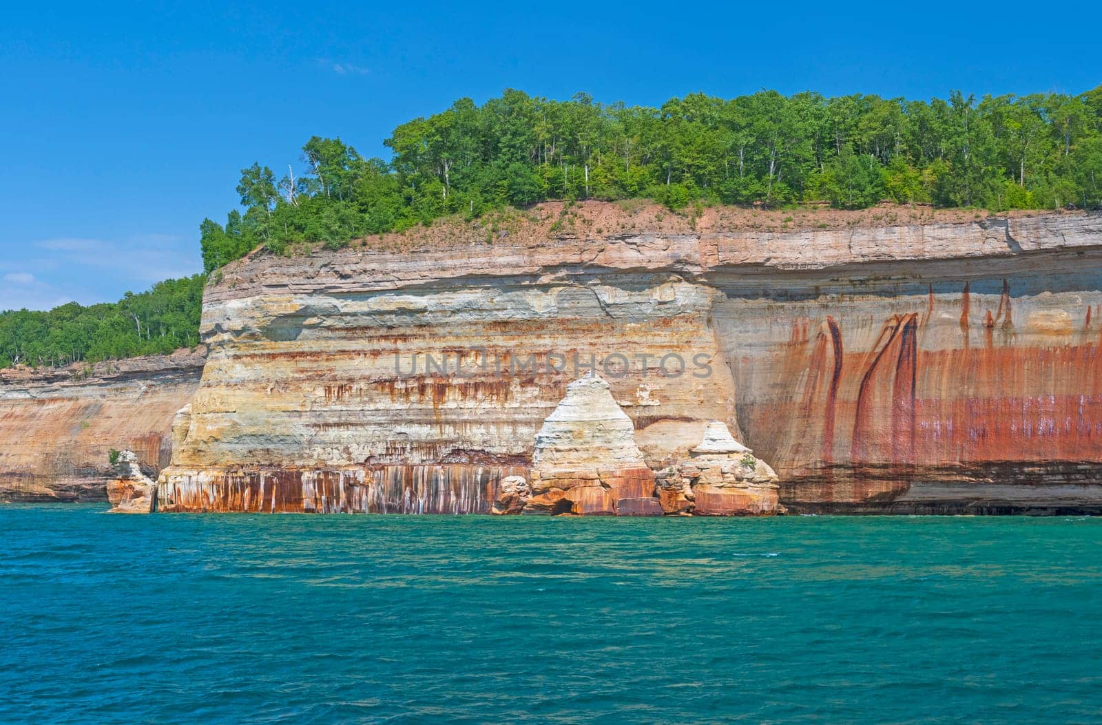 Colorful Cliffs on the Great Lakes in Pictured Rocks National Lakeshore in Michigan