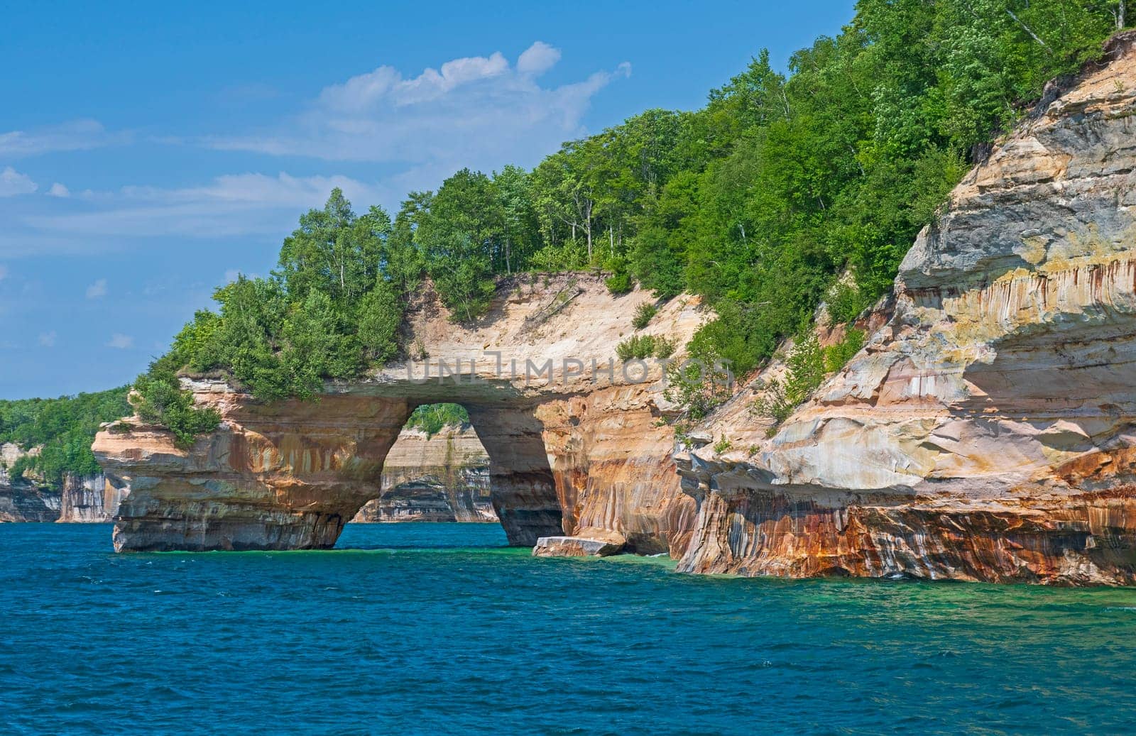 Lovers Leap Graceful Sandstone Arch on the Great Lakes in Pictured Rocks National Lakeshore in Michigan