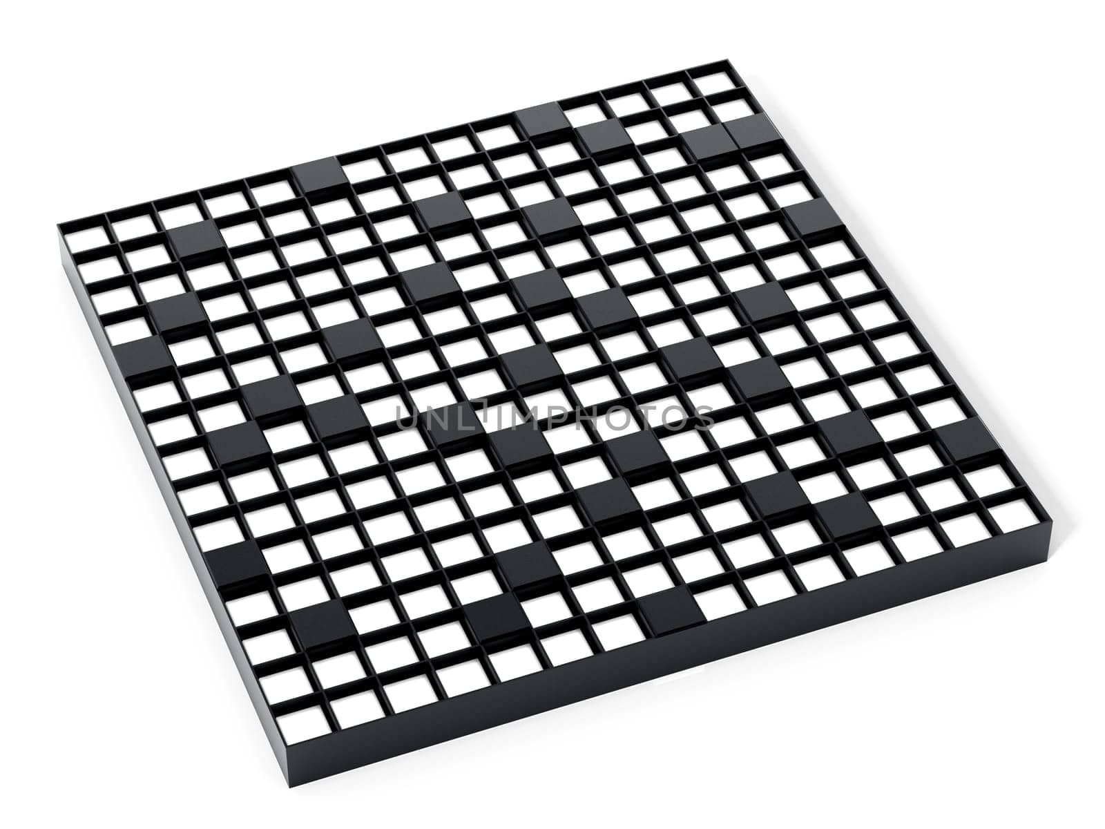 Crossword puzzle isolated on white background. 3D illustration.